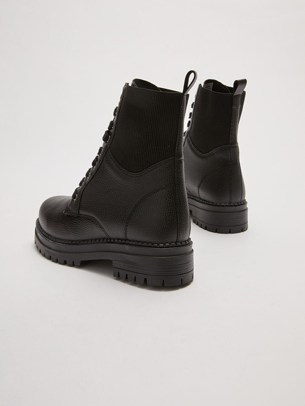 Bottes en Similicuir à Lacets à Semelle Épaisse pour Femmes-4