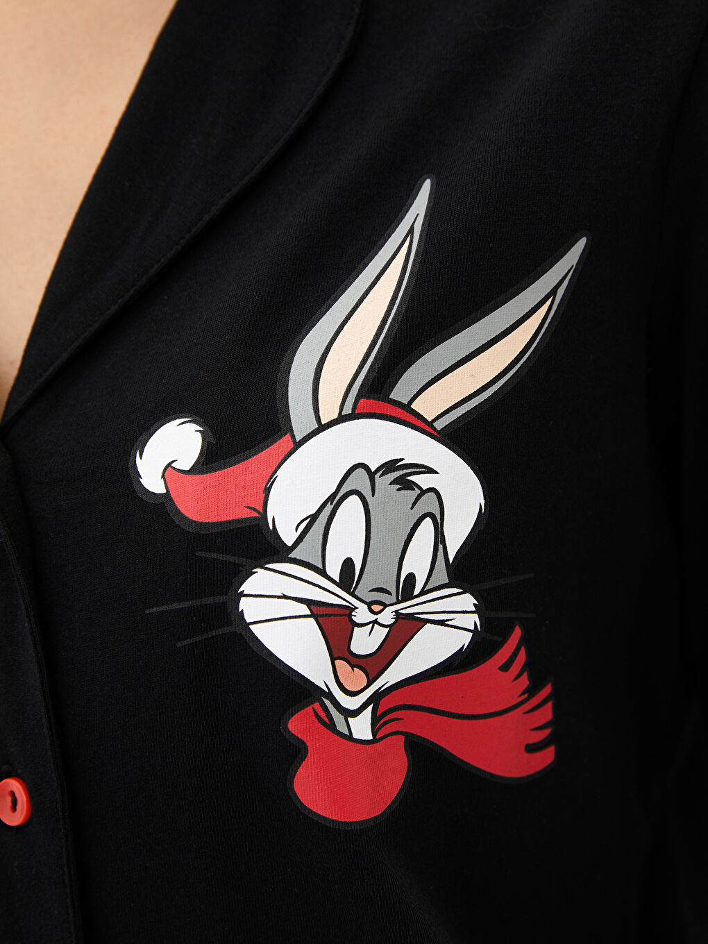 LCW DREAM Shirt Collar Bugs Bunny Printed Long Sleeve Cotton Women's Pajamas Set -W1KO36Z8-CVL