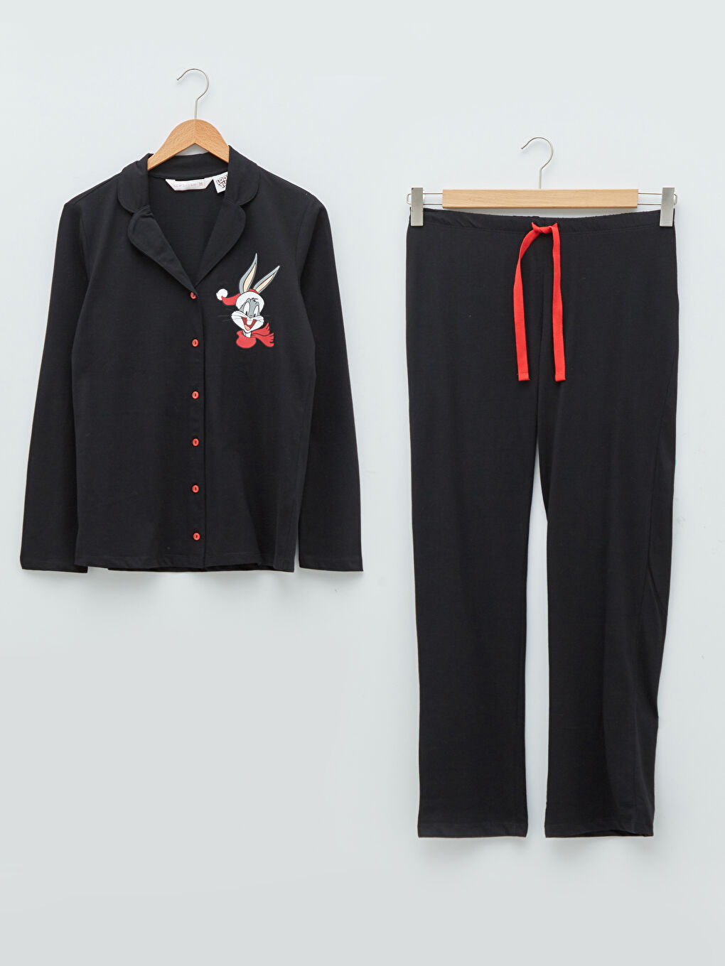 LCW DREAM Shirt Collar Bugs Bunny Printed Long Sleeve Cotton Women's Pajamas Set -W1KO36Z8-CVL