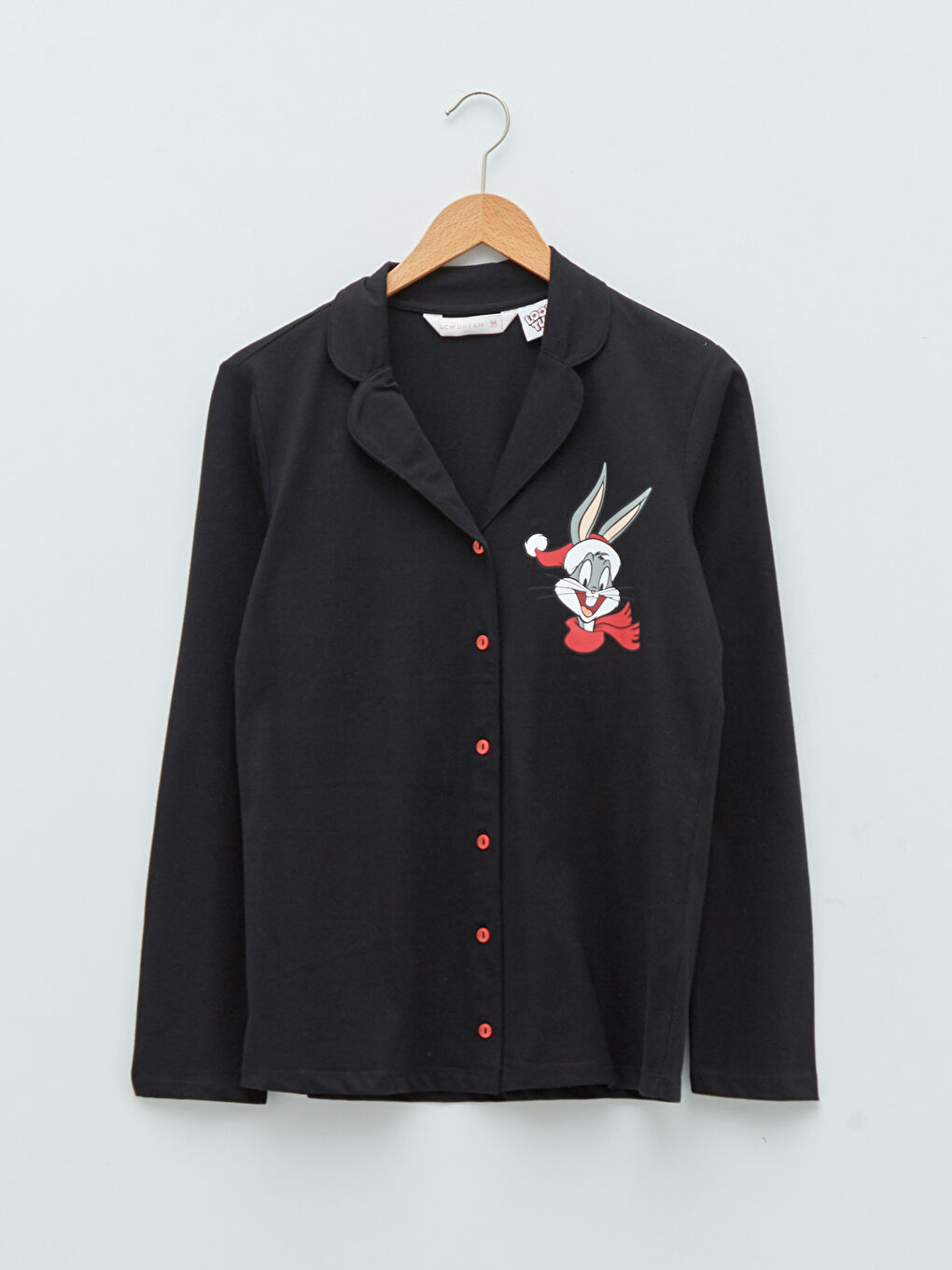 LCW DREAM Shirt Collar Bugs Bunny Printed Long Sleeve Cotton Women's Pajamas Set -W1KO36Z8-CVL