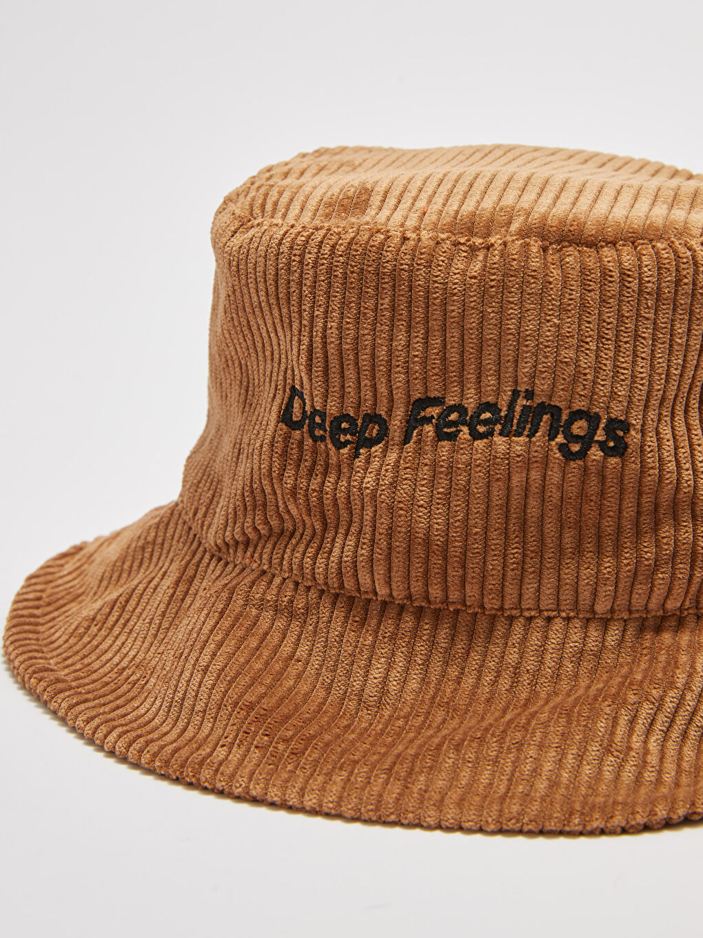 Slogan Embroidered Corduroy Women's Bucket Hat-1