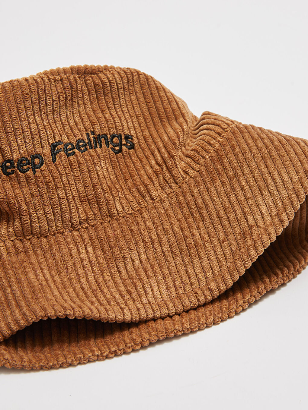 Slogan Embroidered Corduroy Women's Bucket Hat-2