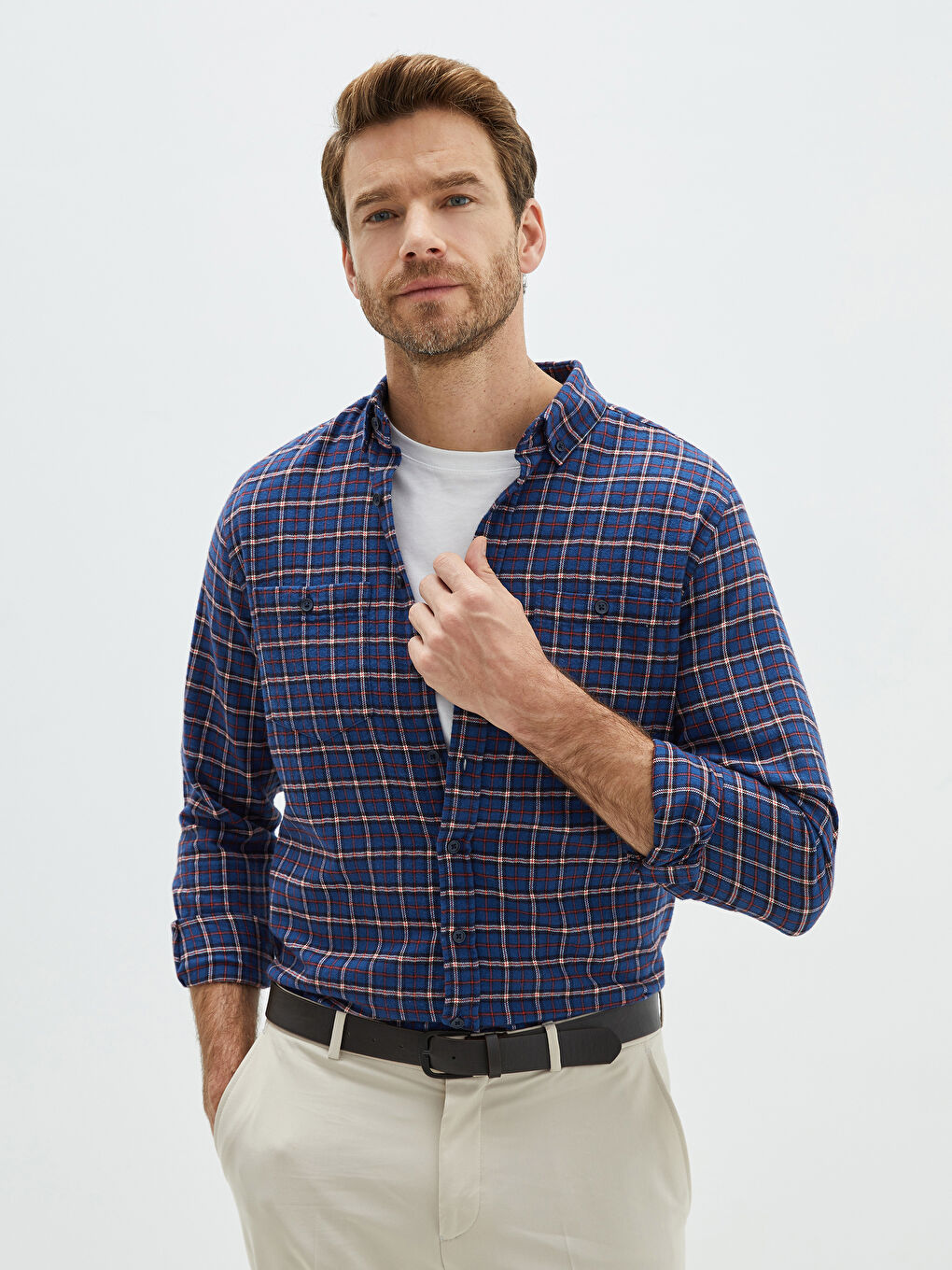 Mavi Regular Fit Uzun Kollu Ekose Erkek Gömlek-1