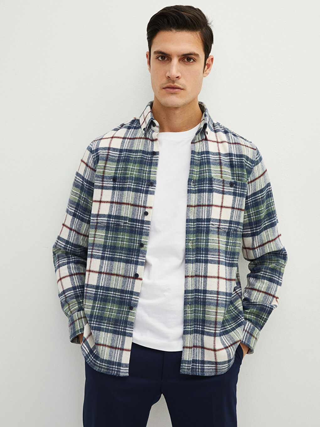 LCWAIKIKI Classic Regular Fit Long Sleeve Plaid Men's Flannel Shirt Jacket -W1KO65Z8-LME