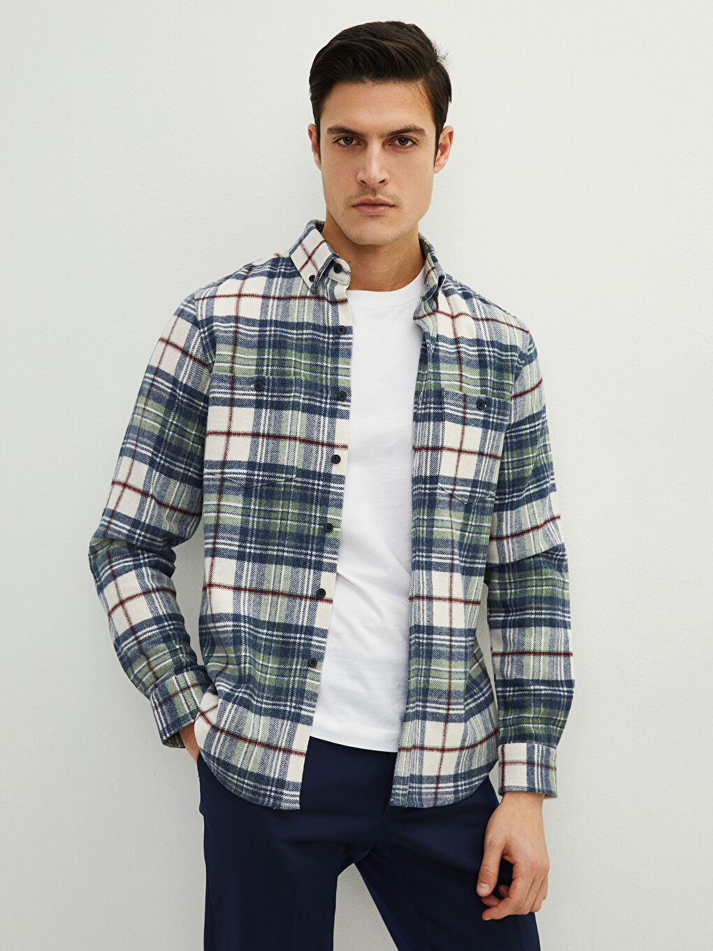 LCWAIKIKI Classic Regular Fit Long Sleeve Plaid Men's Flannel Shirt Jacket -W1KO65Z8-LME