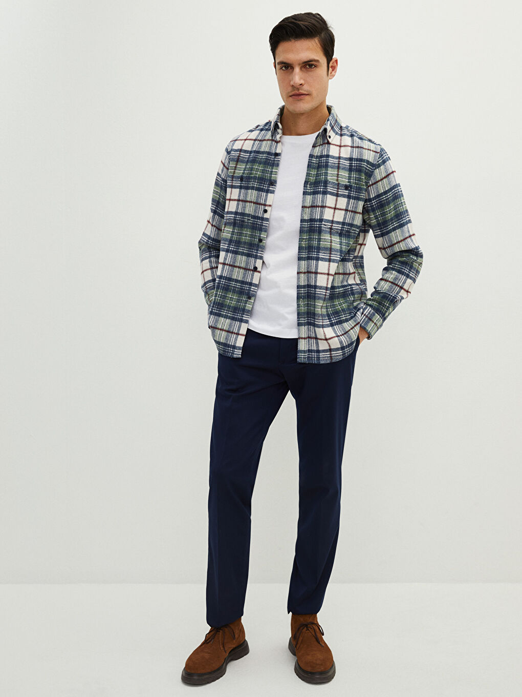LCWAIKIKI Classic Regular Fit Long Sleeve Plaid Men's Flannel Shirt Jacket -W1KO65Z8-LME