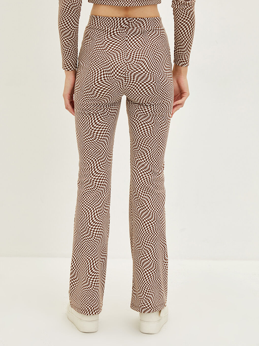 Slim Fit Patterned Wide Leg Women's Trousers-5