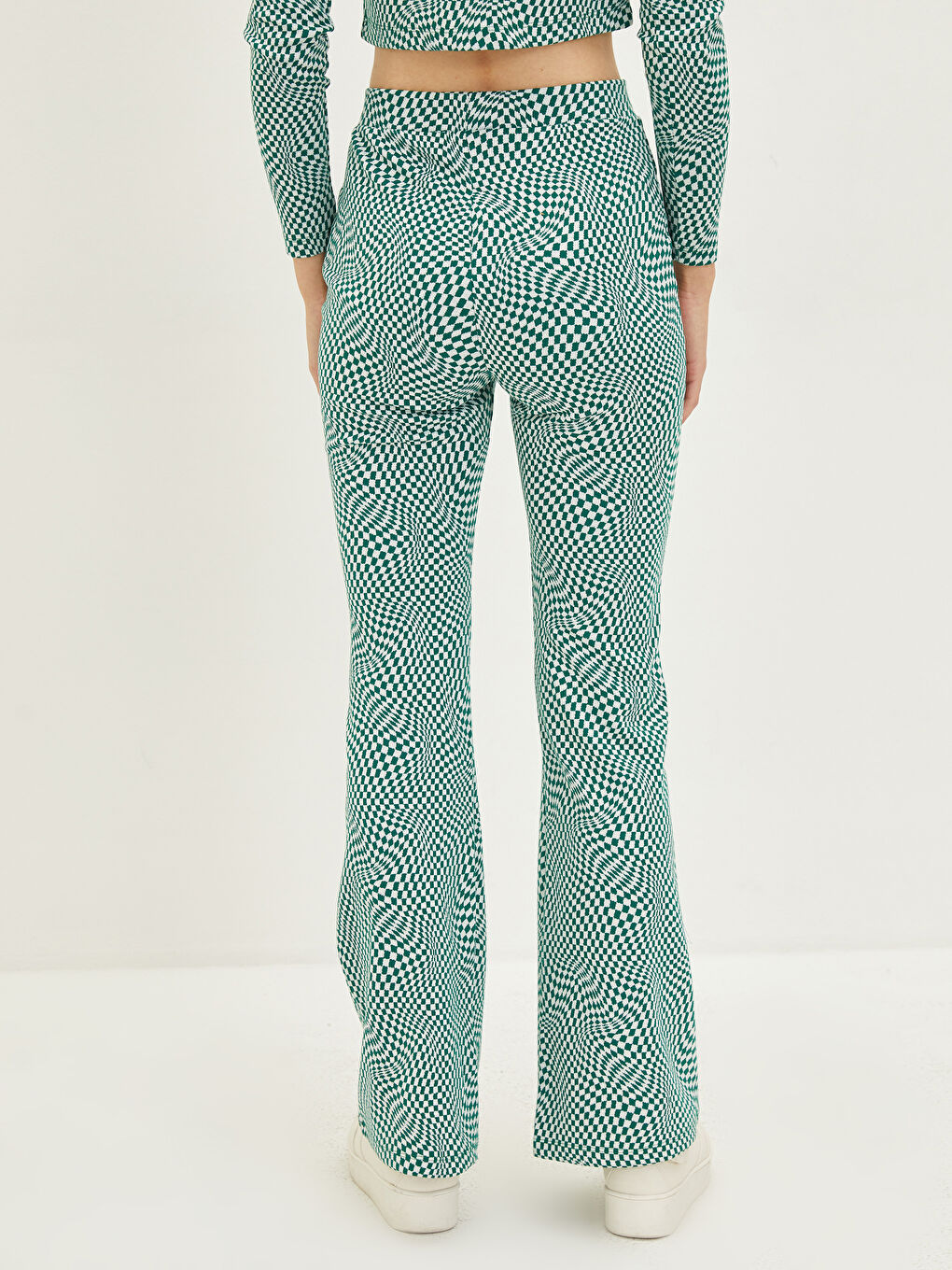 LCW Vision Slim Fit Desenli Geniş Paça Kadın Pantolon -W1KO68Z8-LME