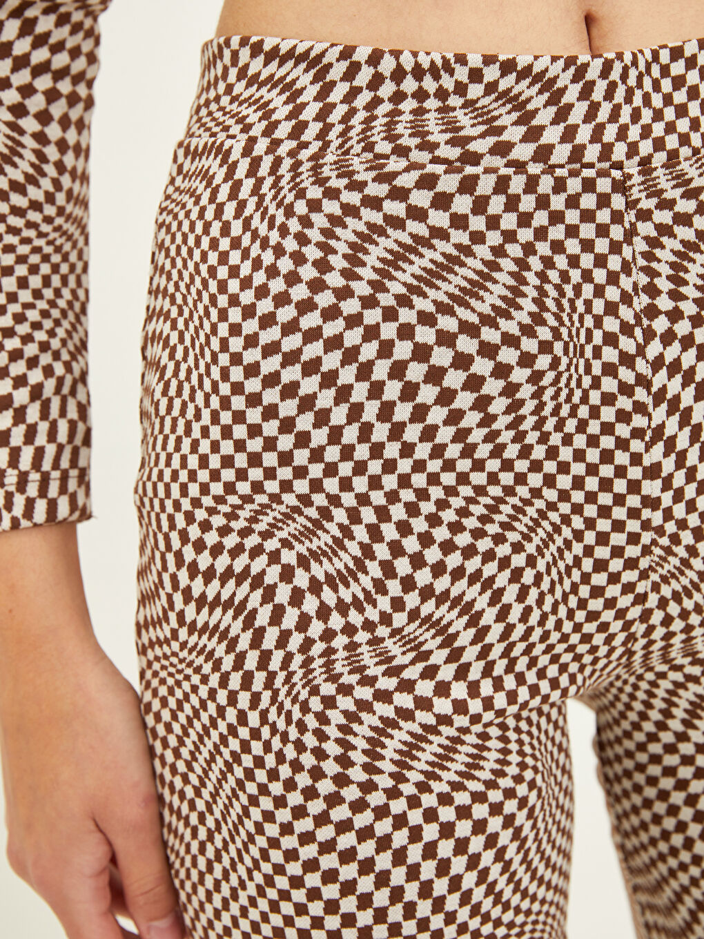 Slim Fit Patterned Wide Leg Women's Trousers-3