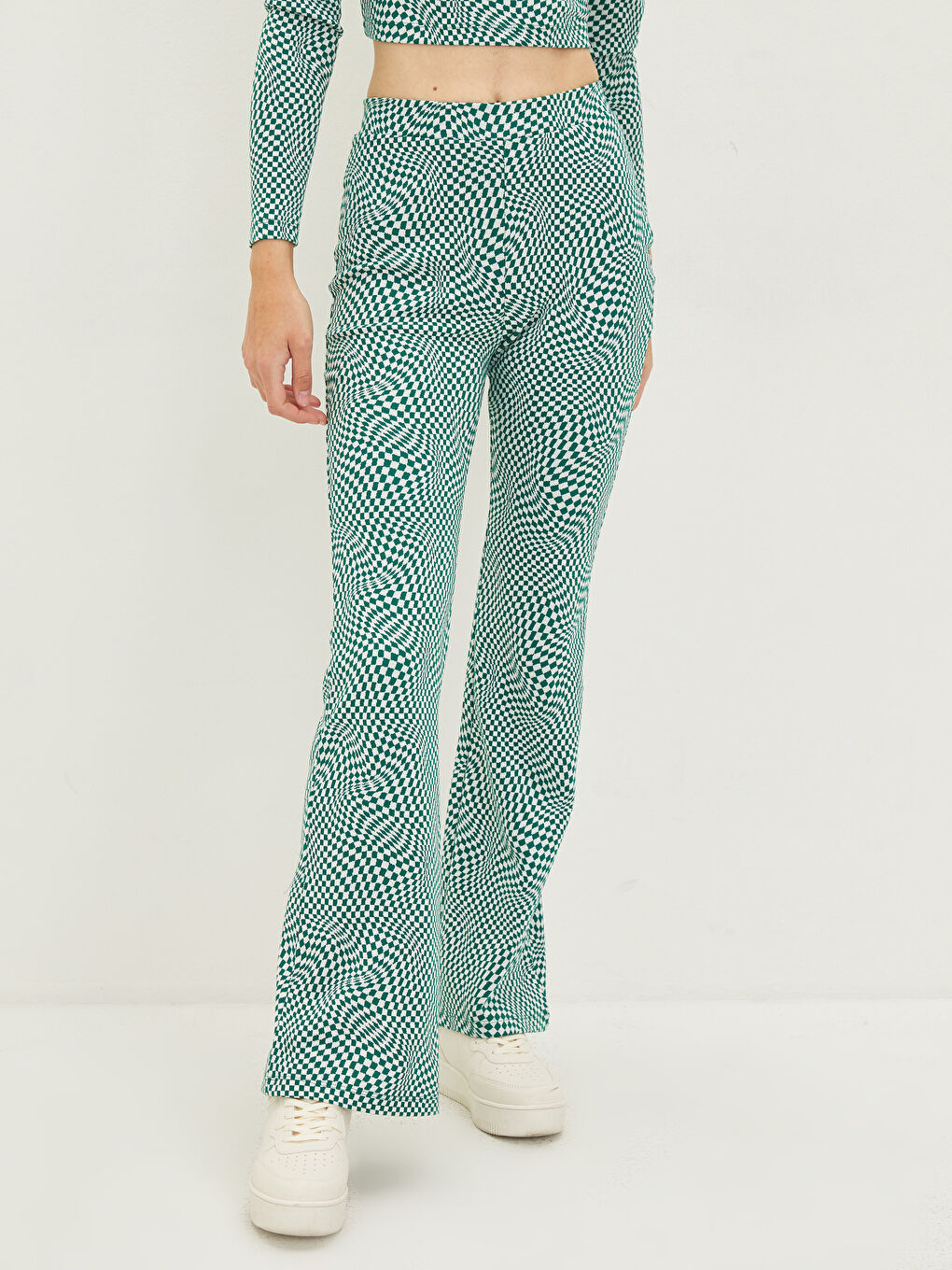 LCW Vision Slim Fit Desenli Geniş Paça Kadın Pantolon -W1KO68Z8-LME