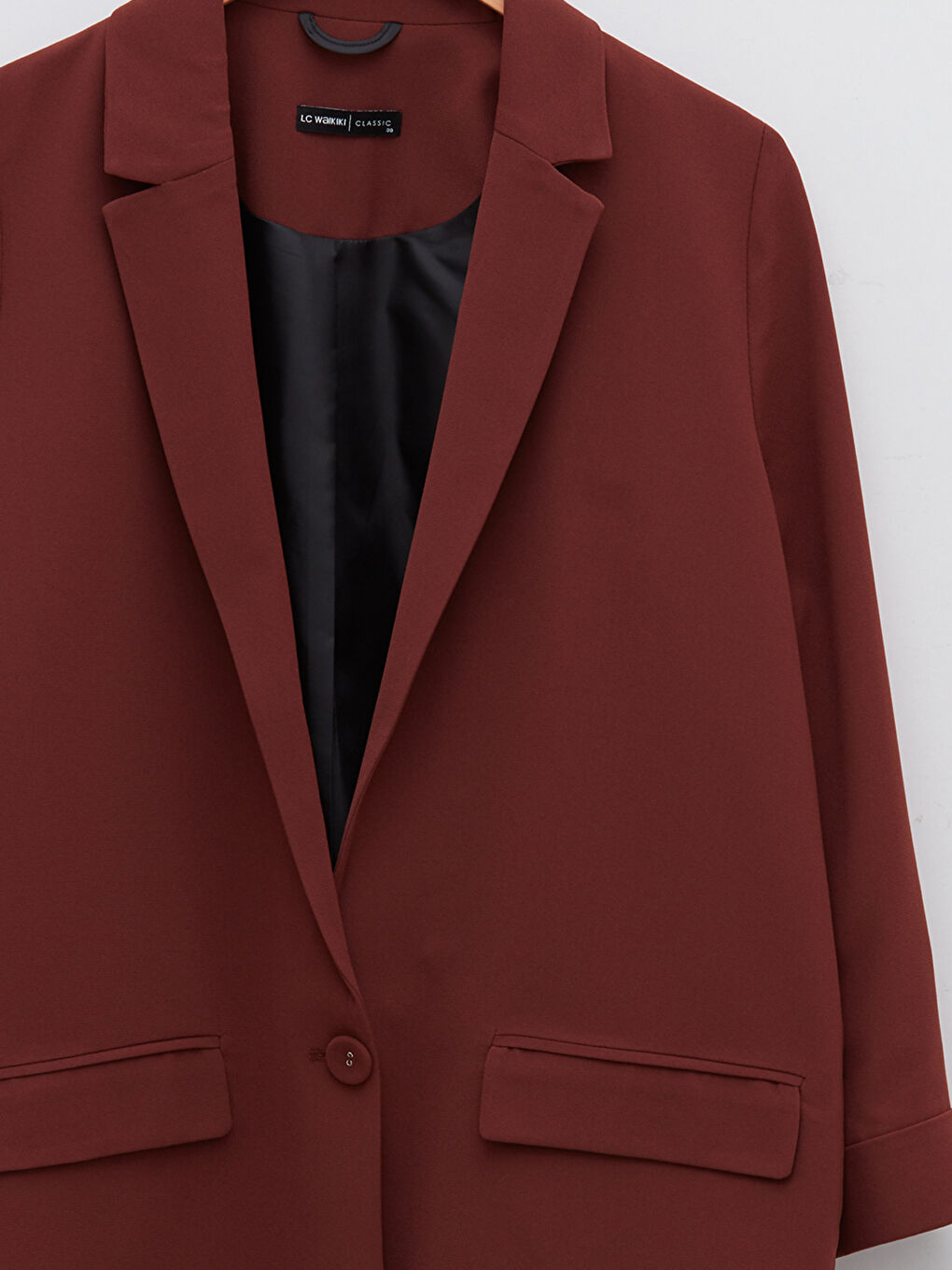 LCWAIKIKI Classic Front Button Closure Plain Pocket Detailed Crepe Fabric Women's Jacket -W1KO77Z8-HPB