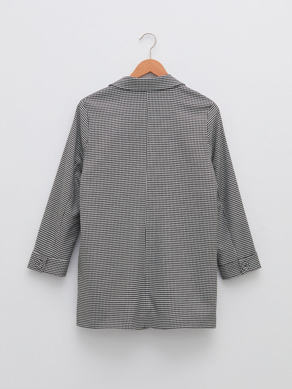 Front Button Closure Crowbar Pattern Long Sleeve Crepe Fabric Women's Jacket-7