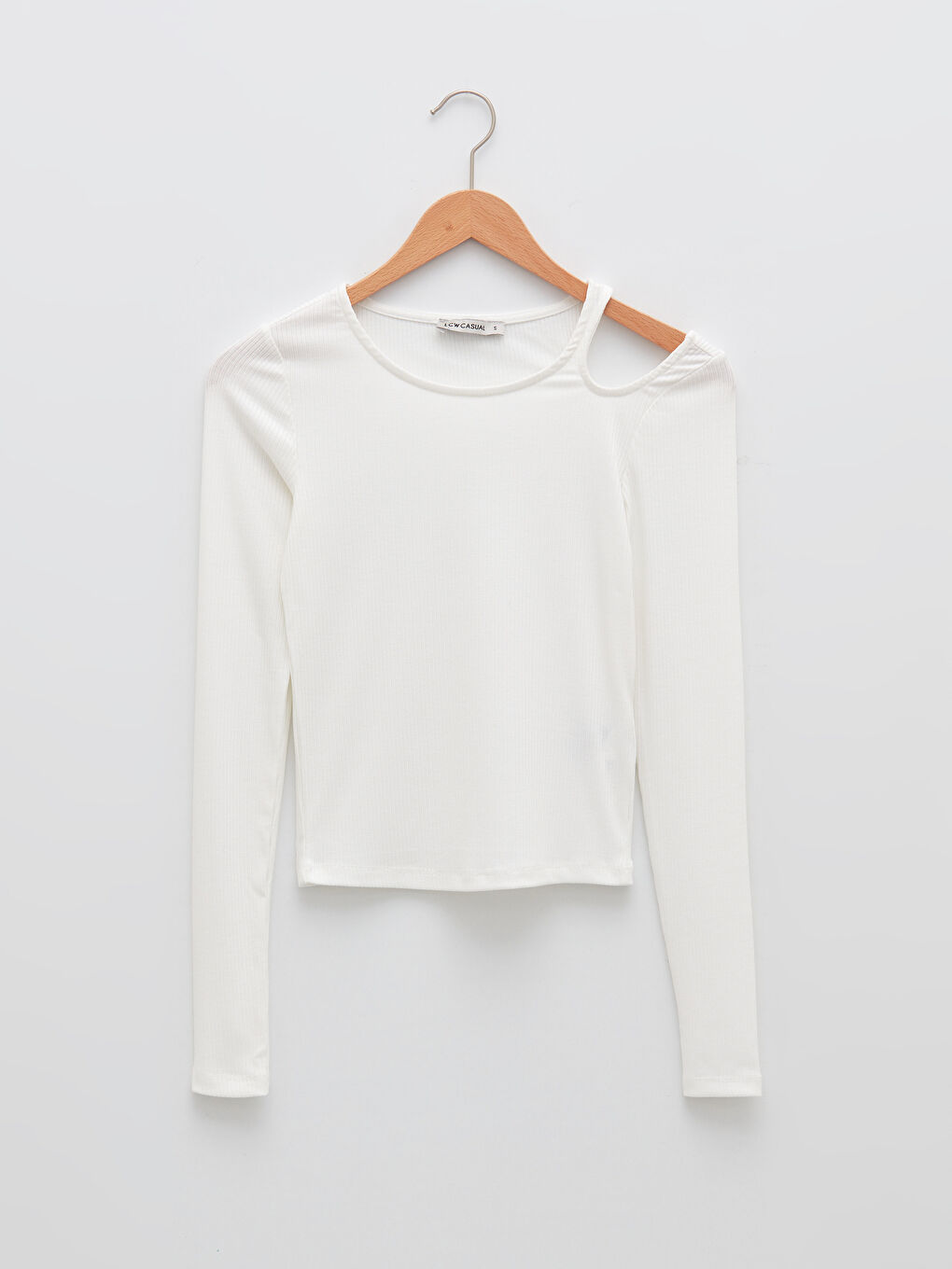 Crew Neck Window Detailed Long Sleeve Women's T-Shirt-5
