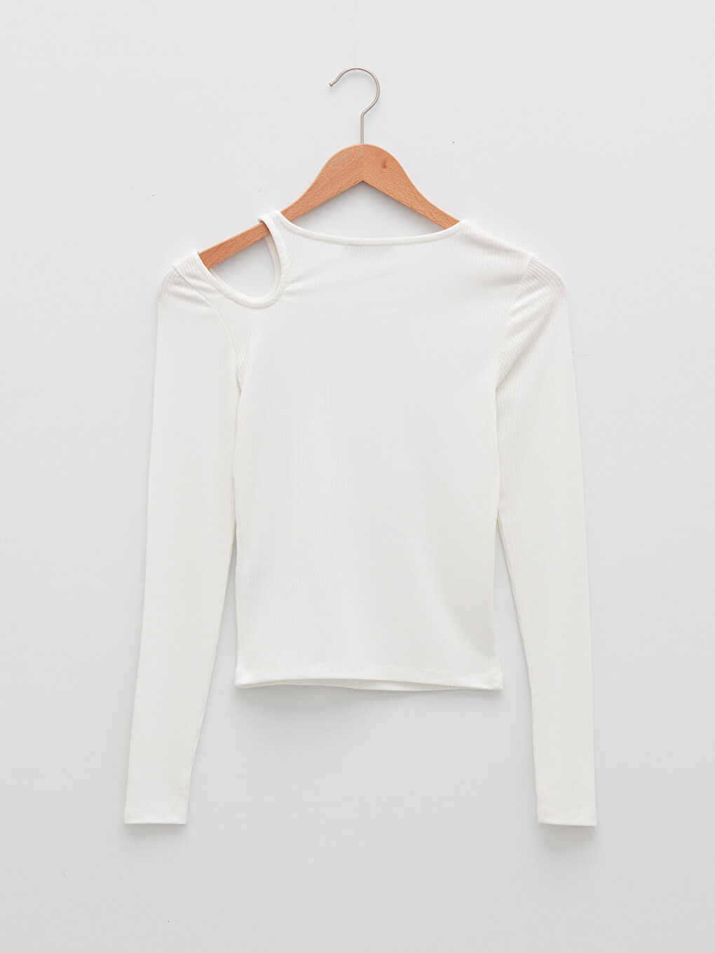 Crew Neck Window Detailed Long Sleeve Women's T-Shirt-6