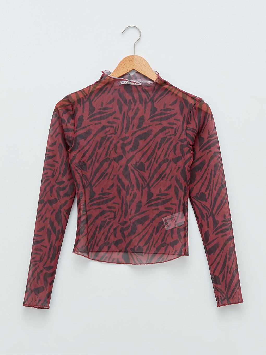 LCW Vision Turtle Neck Patterned Long Sleeve Transparent Women's T-shirt -W1KO89Z8-LQJ