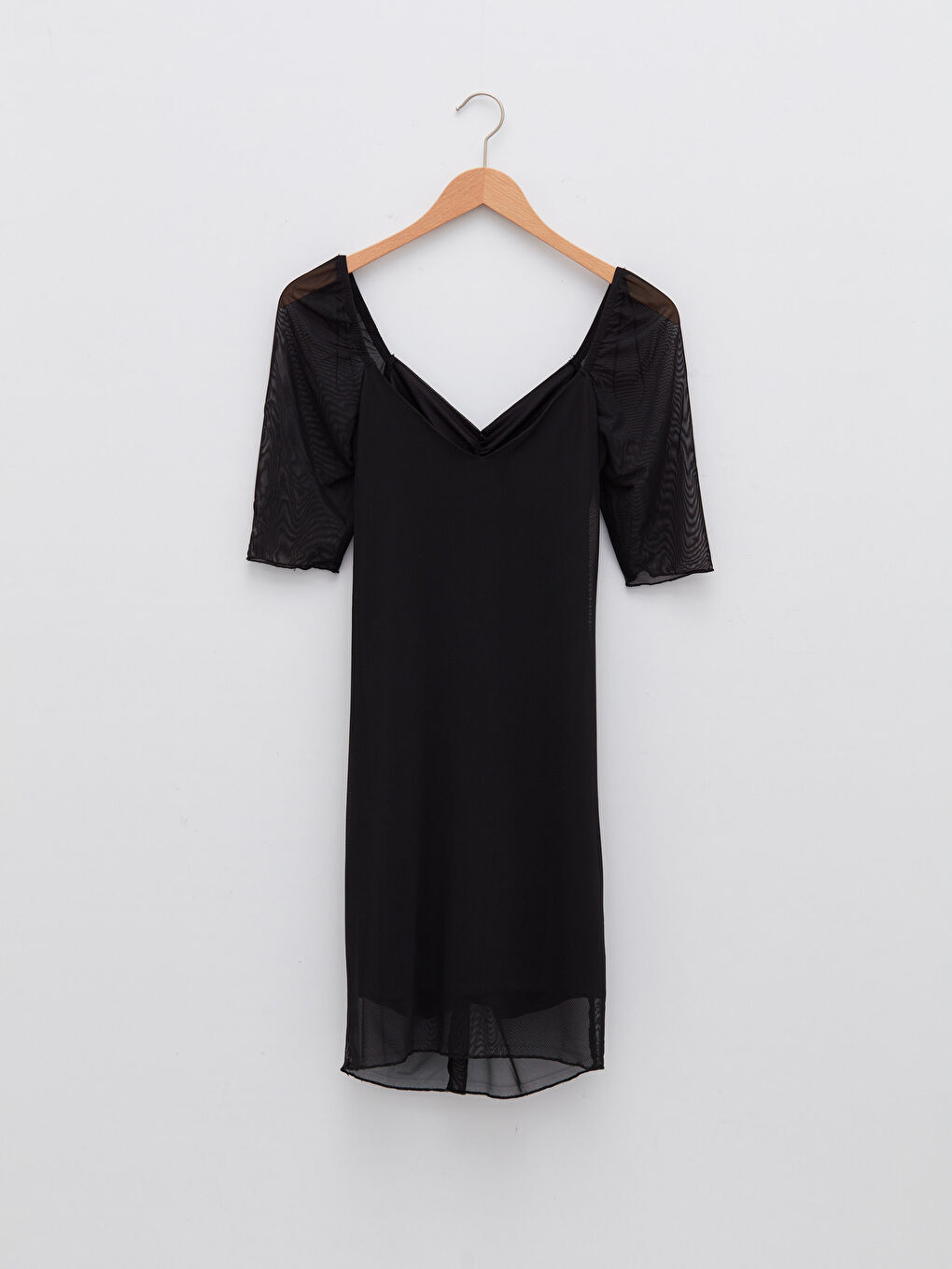 LCW Vision V Neck Shirr Detailed Short Sleeve Women's Dress -W1KO92Z8-CVL