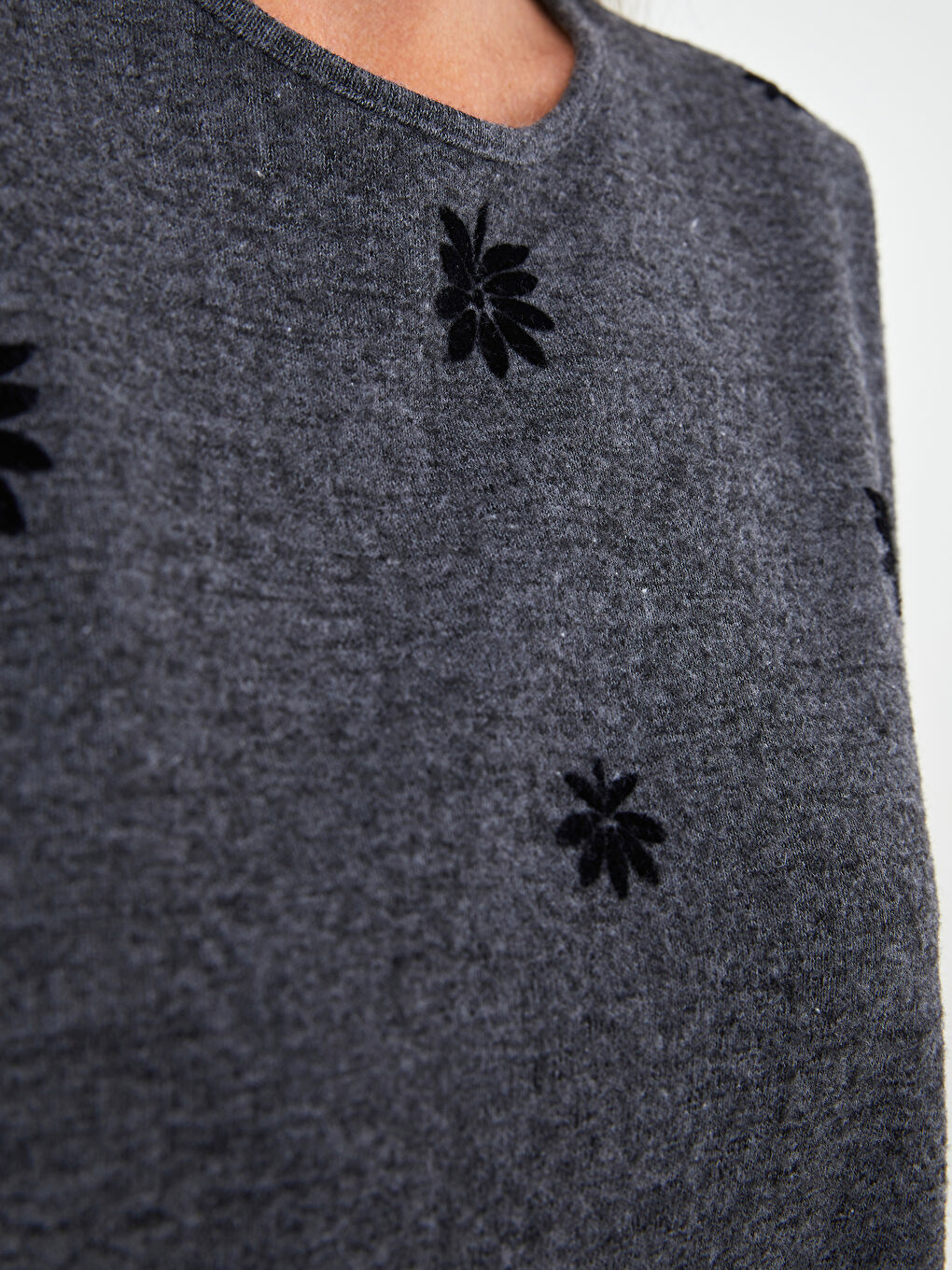 Crew Neck Patterned Long Sleeve Women's T-Shirt-2