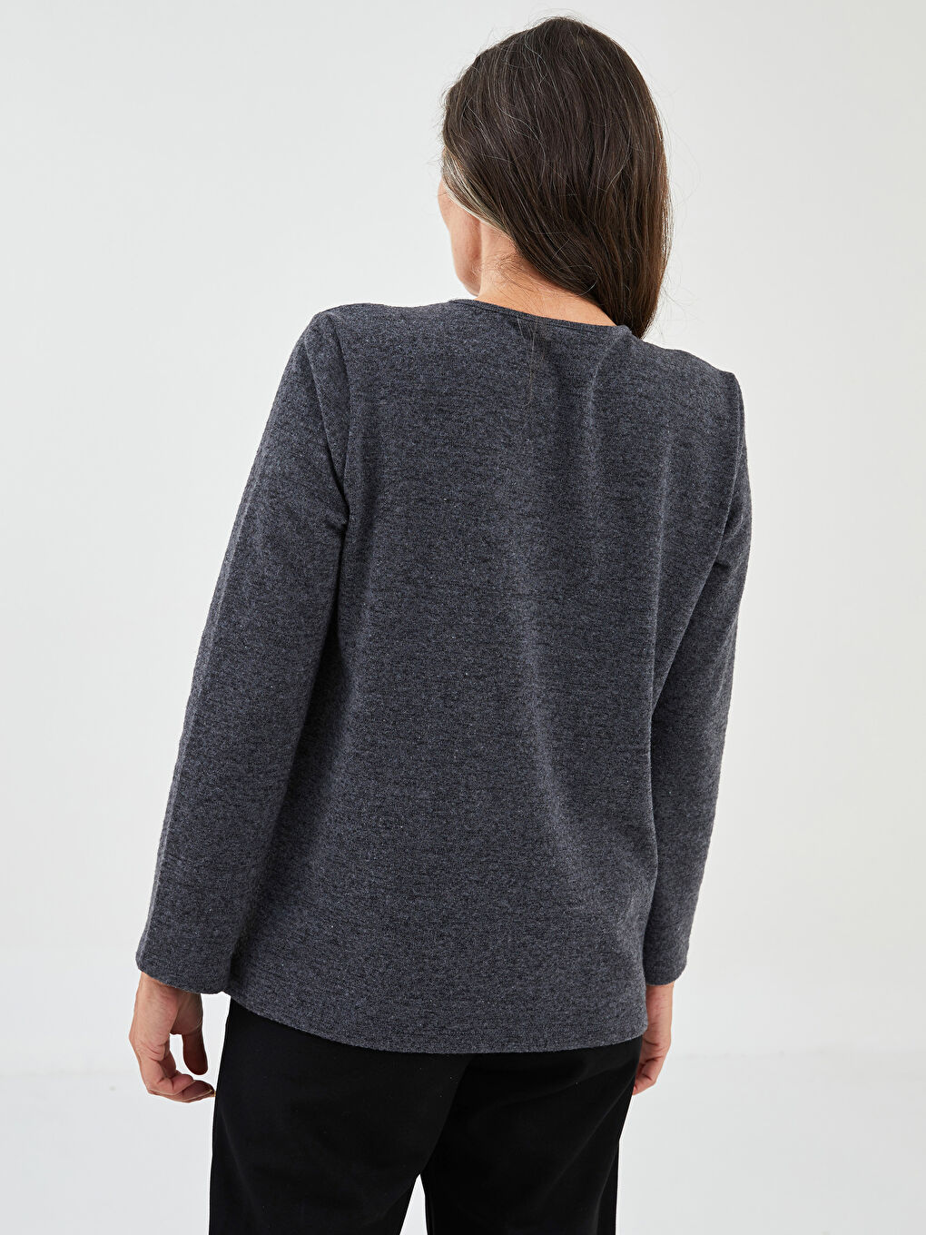 Crew Neck Patterned Long Sleeve Women's T-Shirt-4