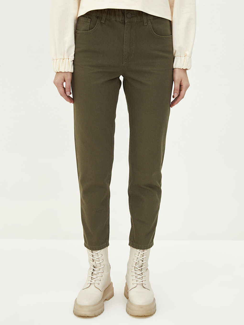 Women's High Waist Slouchy Pocket Detailed Jean Trousers-2