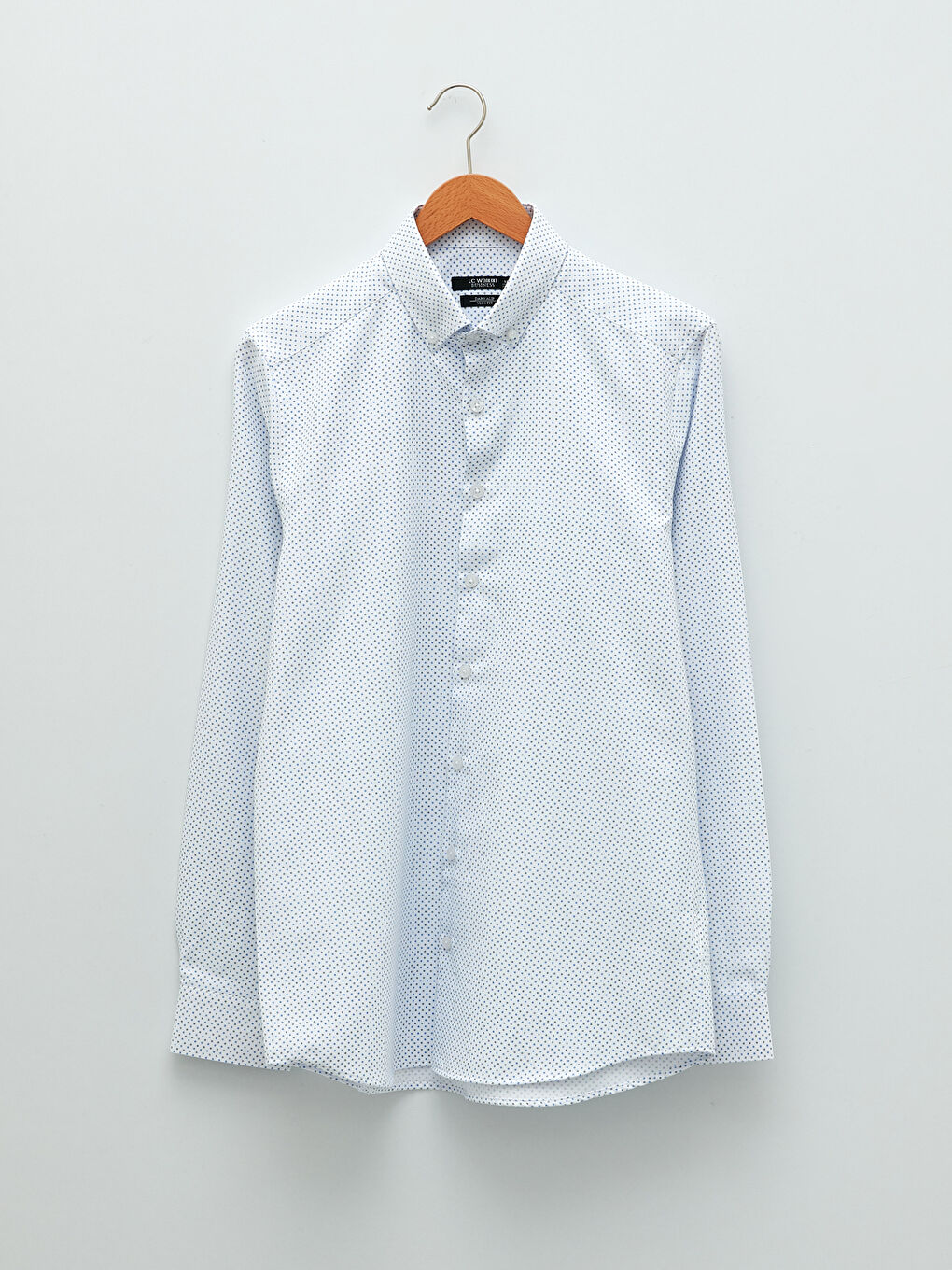 Mavi Slim Fit Uzun Kollu Desenli Gabardin Erkek Gömlek-3