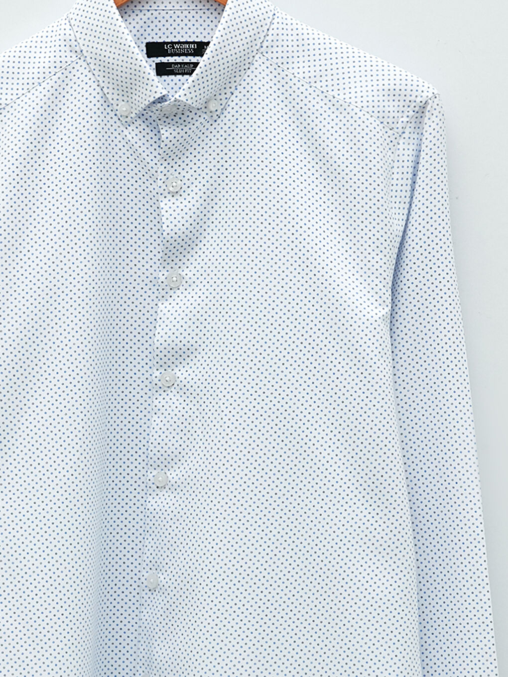 Mavi Slim Fit Uzun Kollu Desenli Gabardin Erkek Gömlek-5