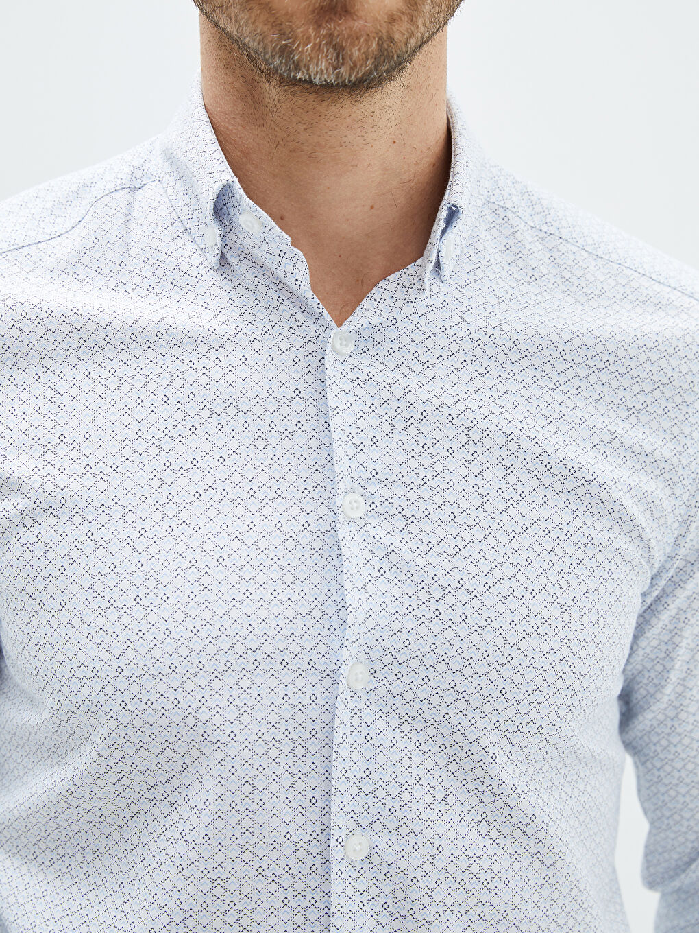 Mavi Slim Fit Uzun Kollu Gabardin Erkek Gömlek-1