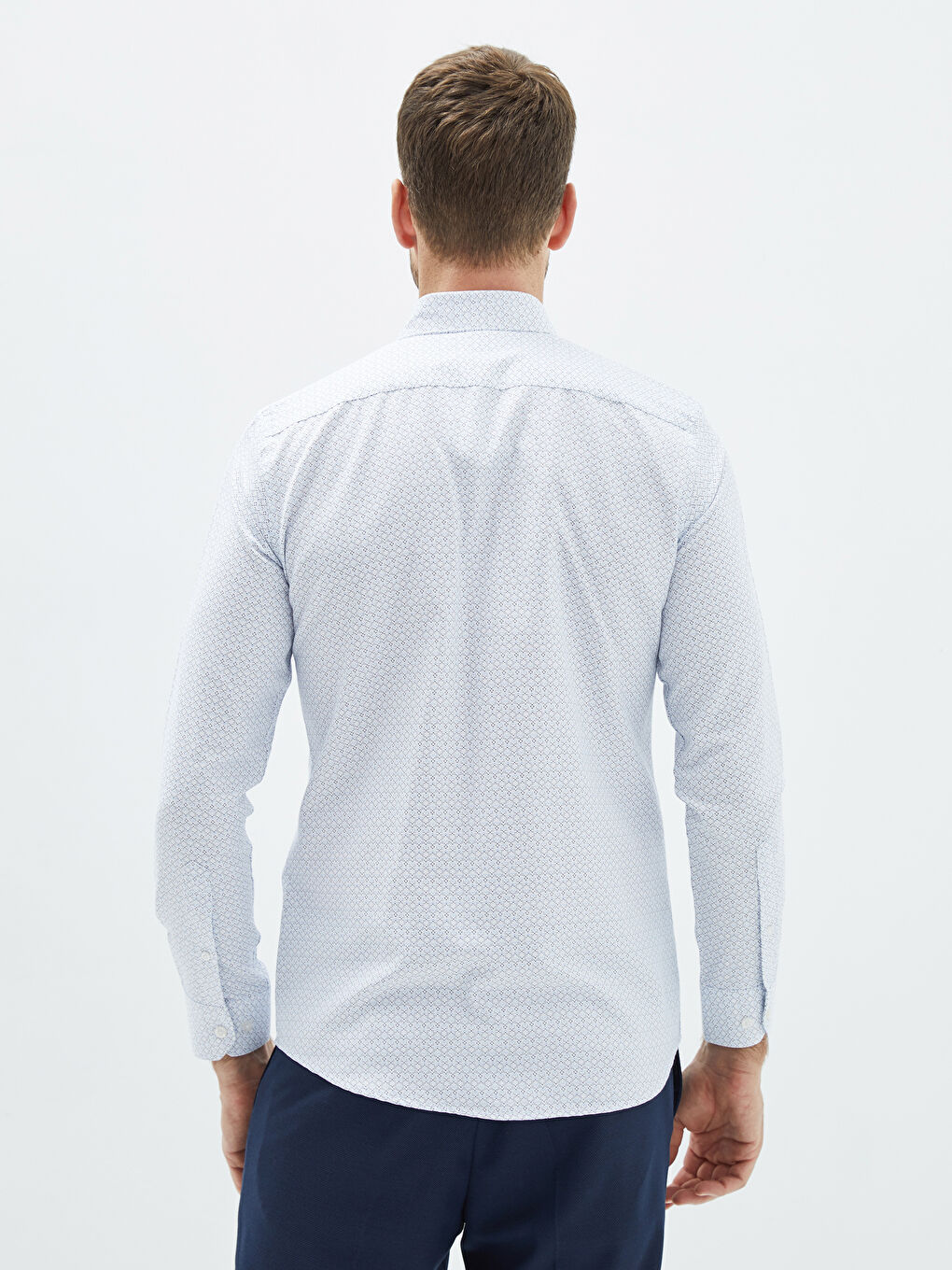 Mavi Slim Fit Uzun Kollu Gabardin Erkek Gömlek-2