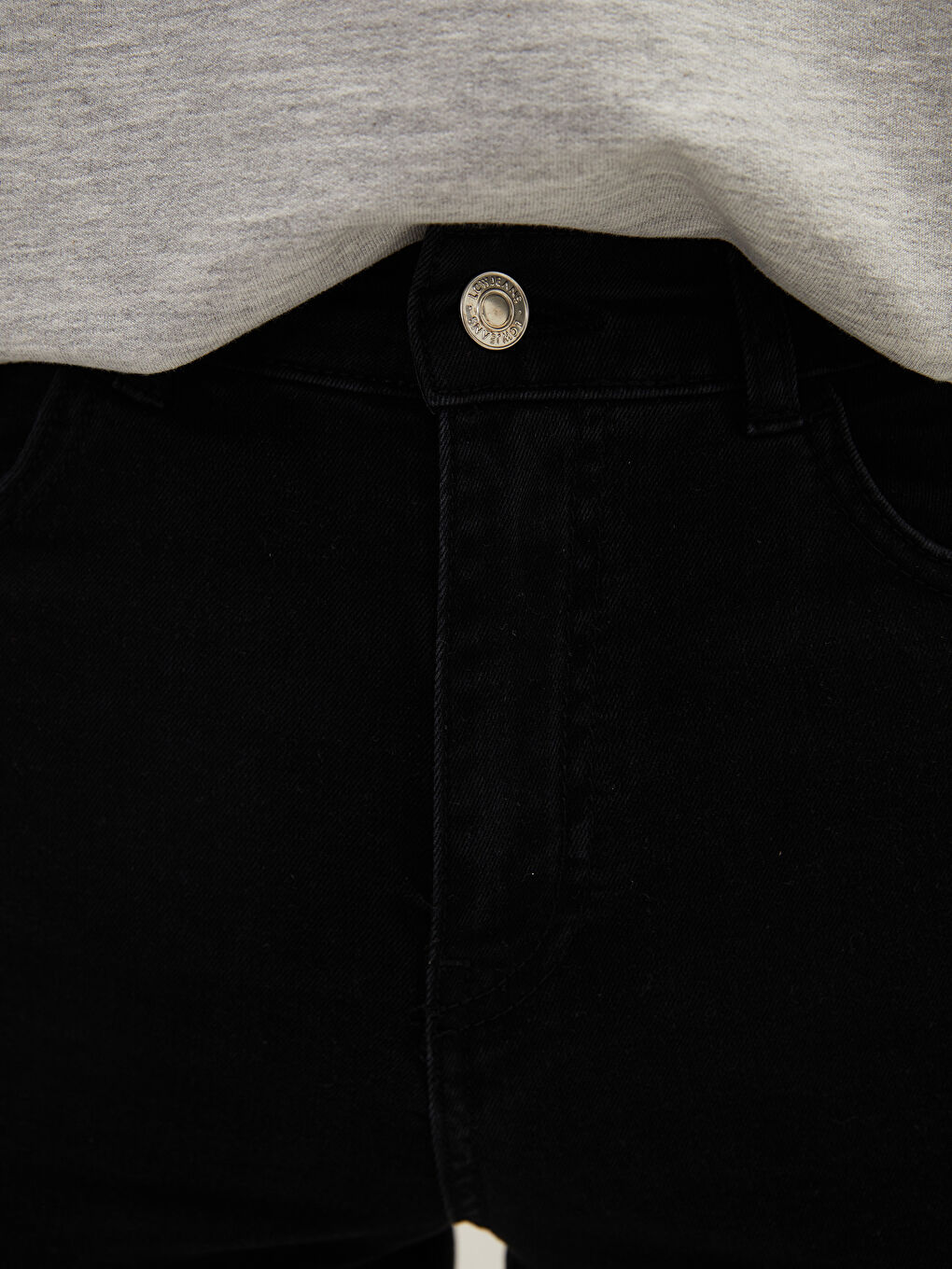 Siyah Yüksek Bel Slim Fit Cep Detaylı Kadın Rodeo Jean Pantolon-2