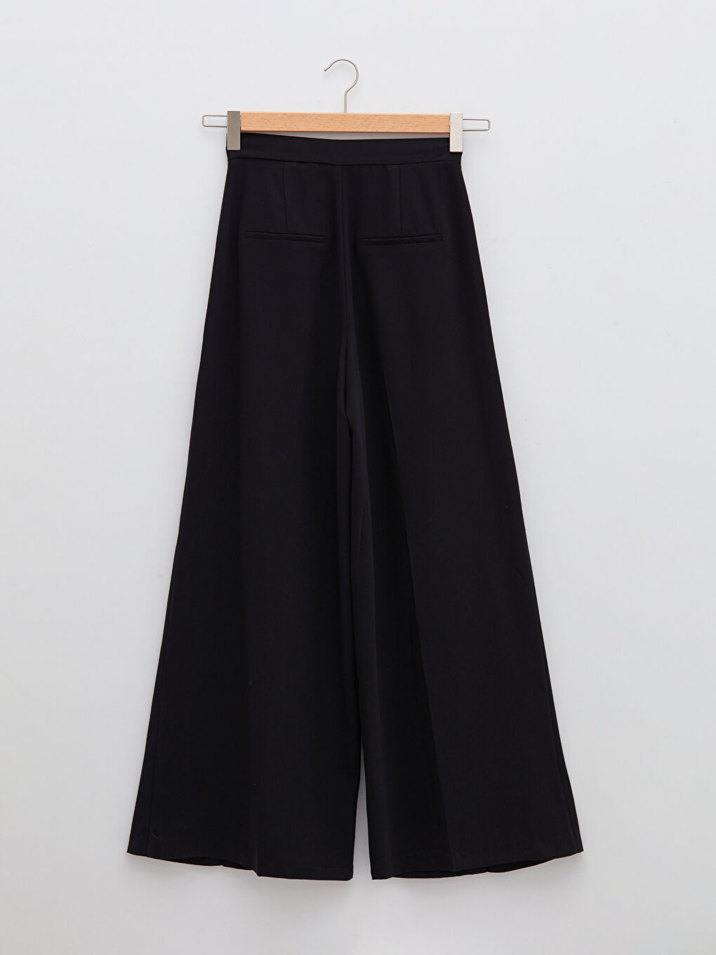 Siyah GAMZE SARAÇOĞLU X LCW VISION KADIN PANTOLON - YÜKSEL BEL GENİŞ PAÇALI PİLİ DETAYLI-8