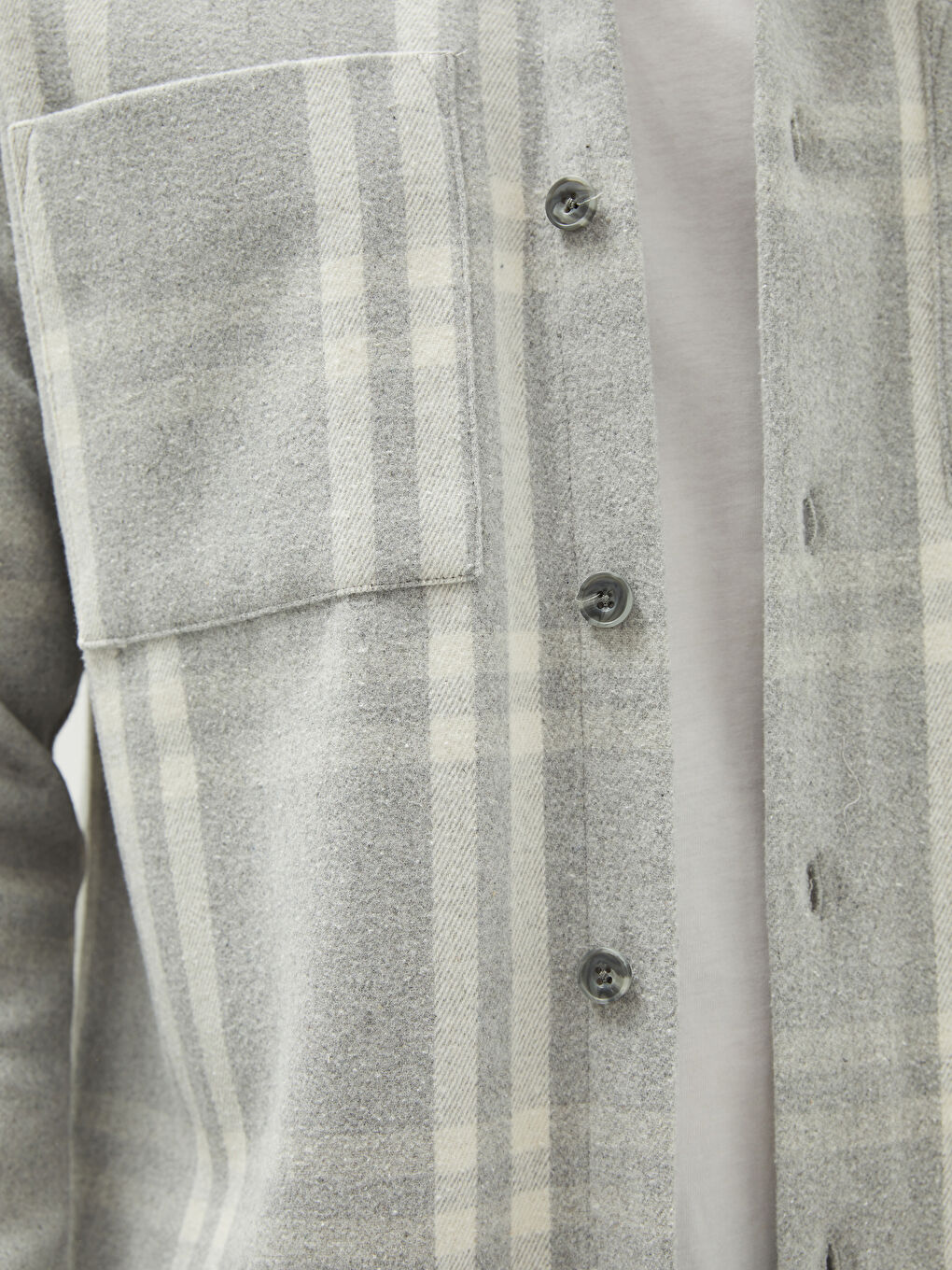 Gri Rahat Kalıp Uzun Kollu Ekose Erkek Oduncu Gömlek-3