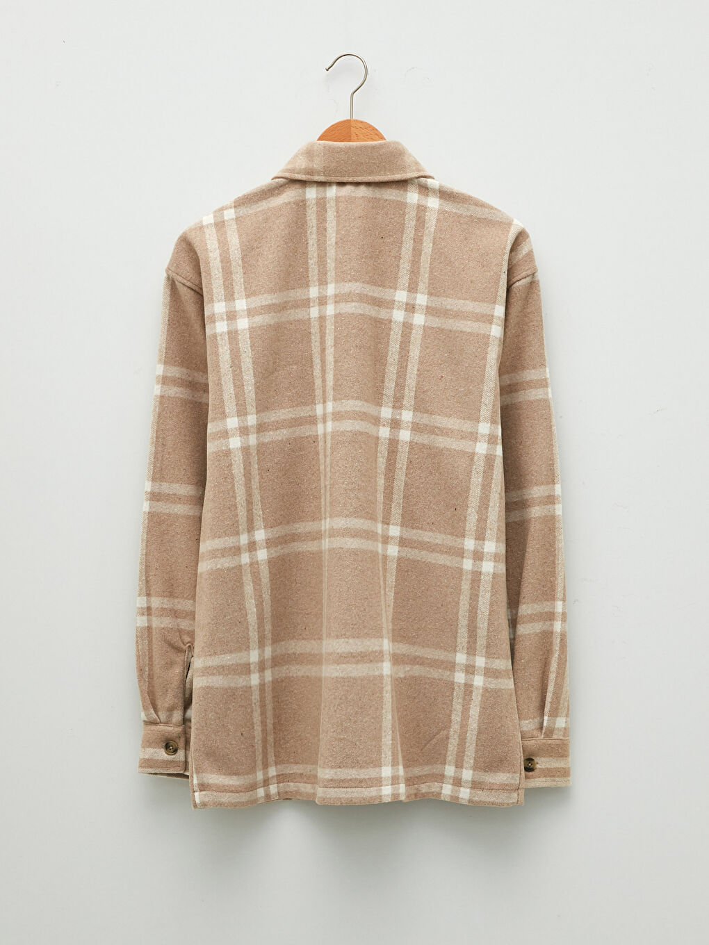 Bej Rahat Kalıp Uzun Kollu Ekose Erkek Oduncu Gömlek-6