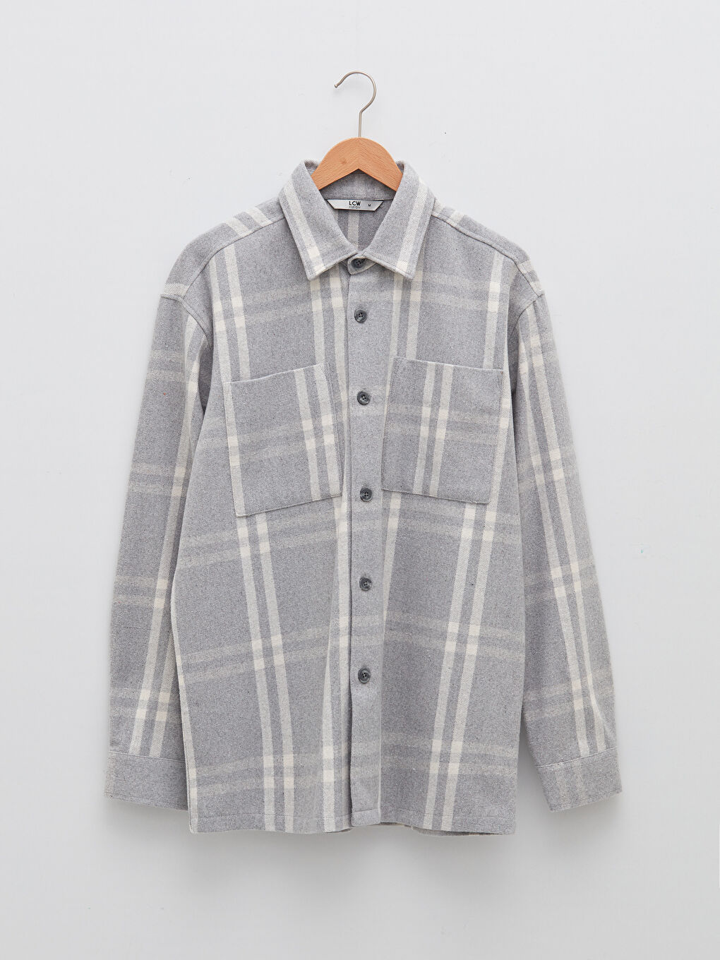 Gri Rahat Kalıp Uzun Kollu Ekose Erkek Oduncu Gömlek-5