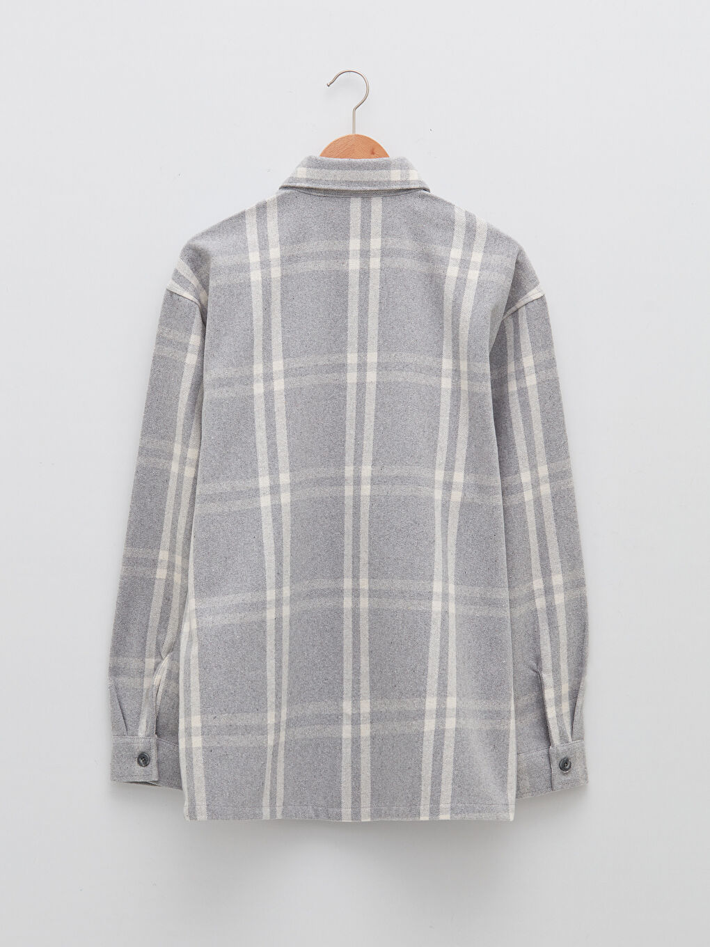 Gri Rahat Kalıp Uzun Kollu Ekose Erkek Oduncu Gömlek-6