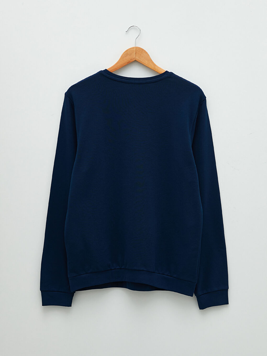 Lacivert Bisiklet Yaka Uzun Kollu Baskılı Erkek Sweatshirt-6