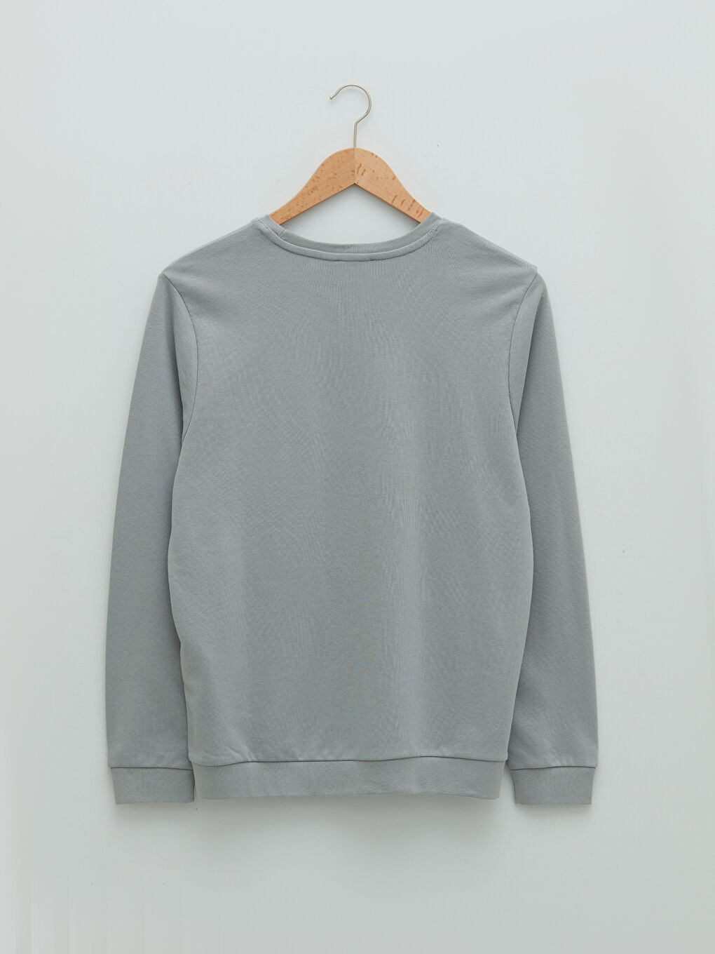 Gri Bisiklet Yaka Uzun Kollu Baskılı Erkek Sweatshirt-6