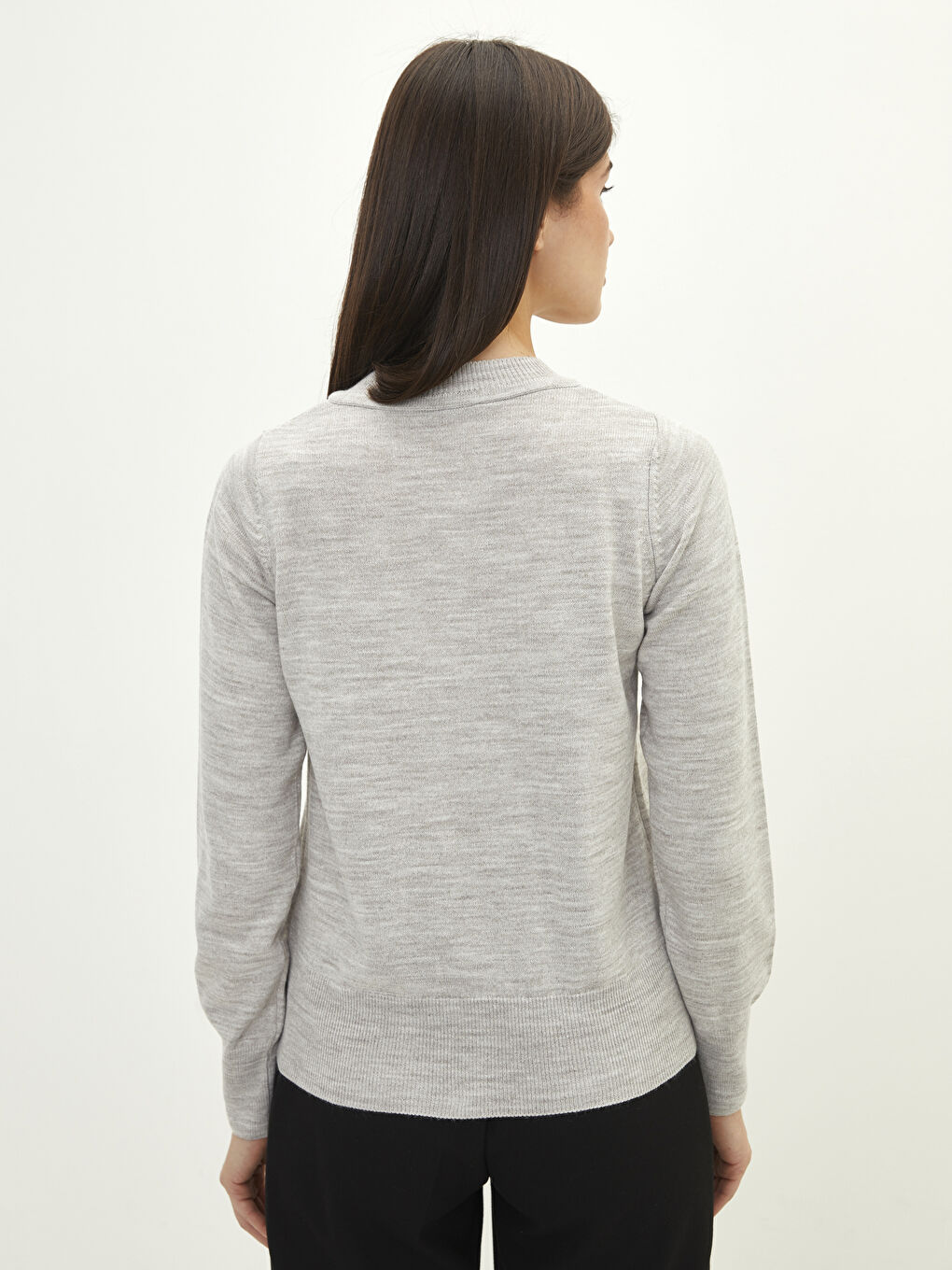 LCWAIKIKI Classic Crew Neck Plain Long Sleeve Women's Knitwear Cardigan -W1KP99Z8-S3R