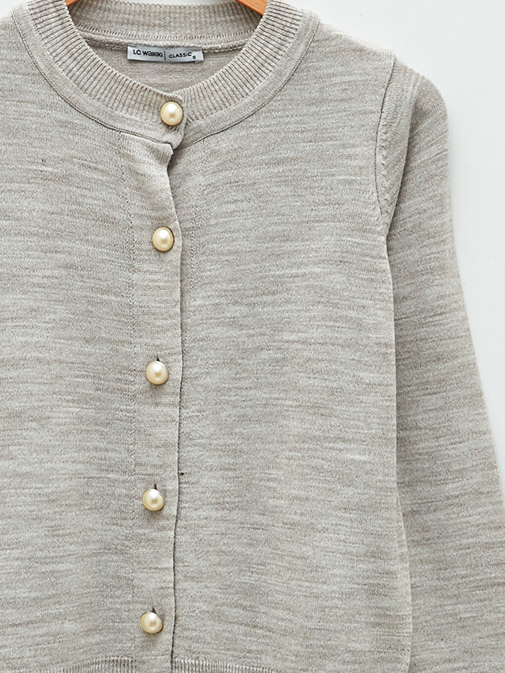 LCWAIKIKI Classic Crew Neck Plain Long Sleeve Women's Knitwear Cardigan -W1KP99Z8-S3R