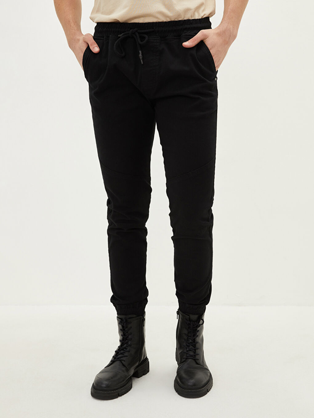 Slim Fit Twill Men's Jogger Trousers-3