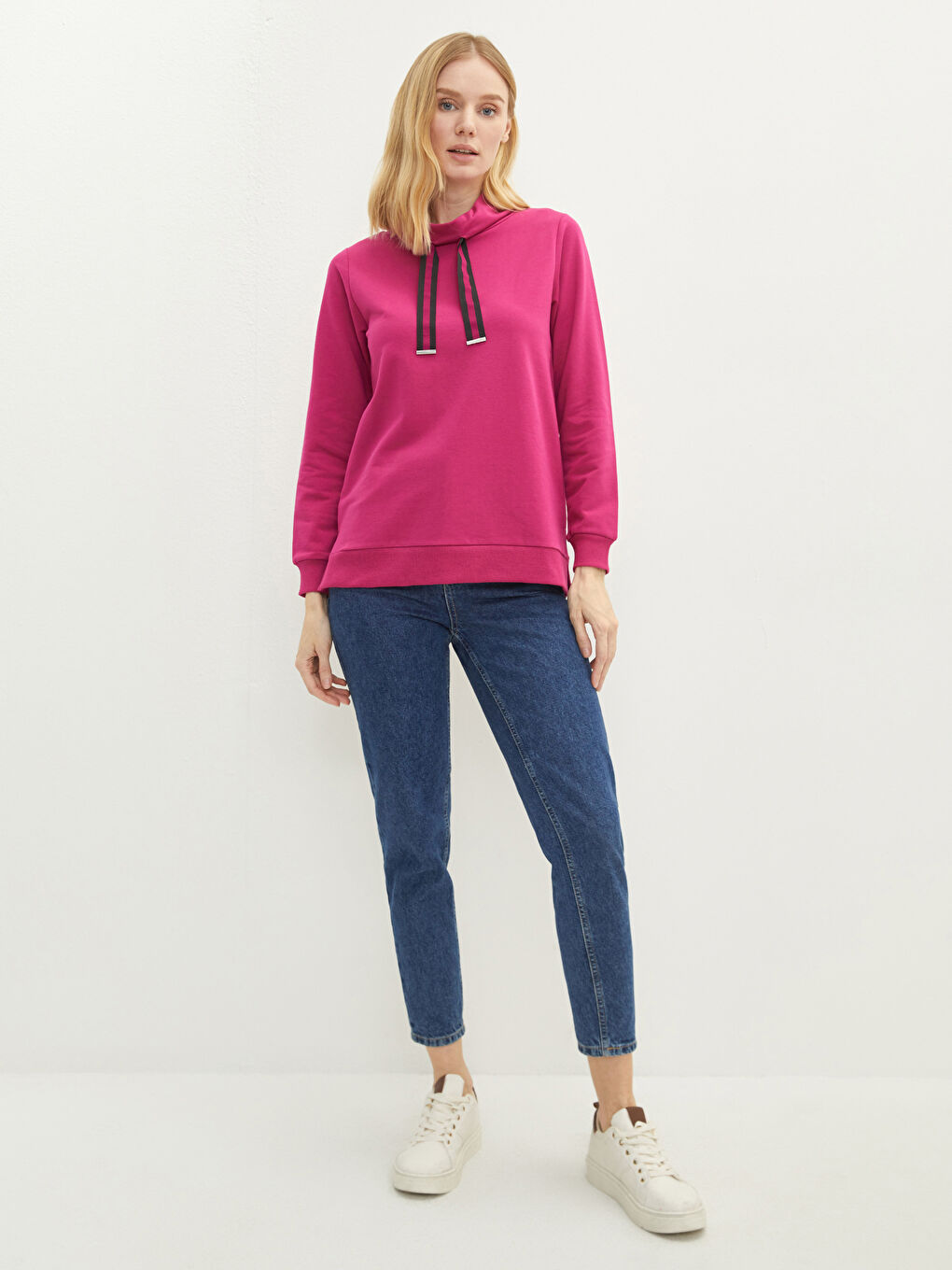 Funnel Hoodie Regular Long Sleeve Women's Sweatshirt-1