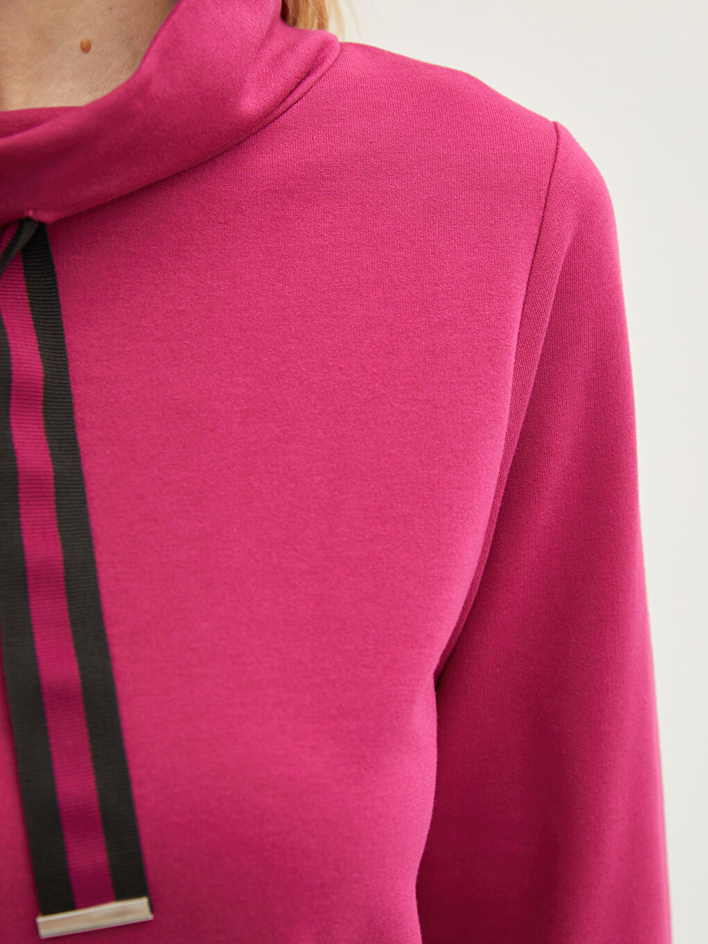 Funnel Hoodie Regular Long Sleeve Women's Sweatshirt-2