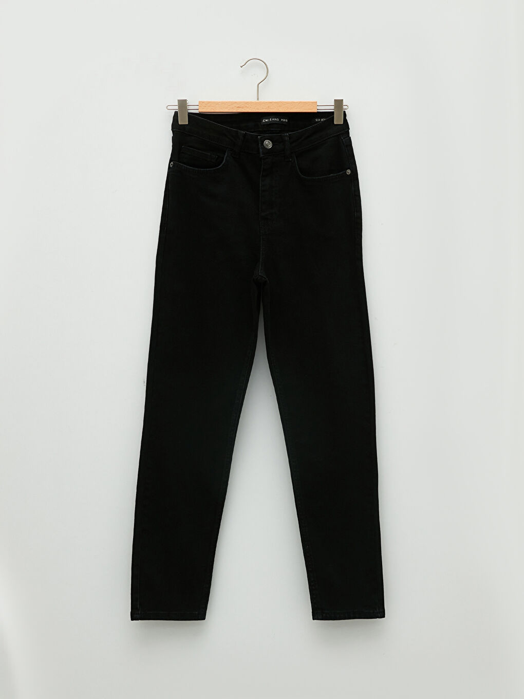 Siyah Yüksek Bel Slim Fit Cep Detaylı Kadın Rodeo Jean Pantolon-5