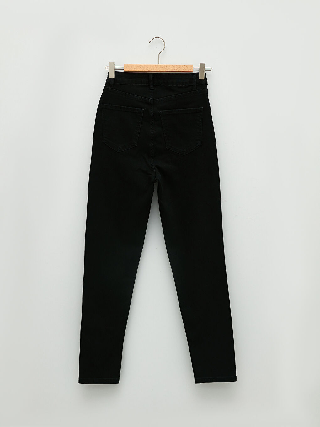 Siyah Yüksek Bel Slim Fit Cep Detaylı Kadın Rodeo Jean Pantolon-6