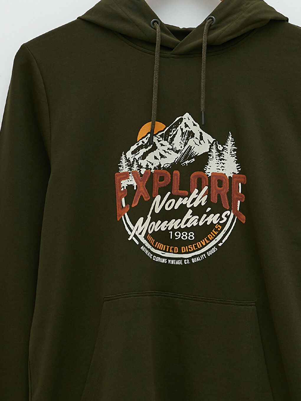 LCWAIKIKI Classic Haki Uzun Kollu Baskılı Erkek Hoodie - 6