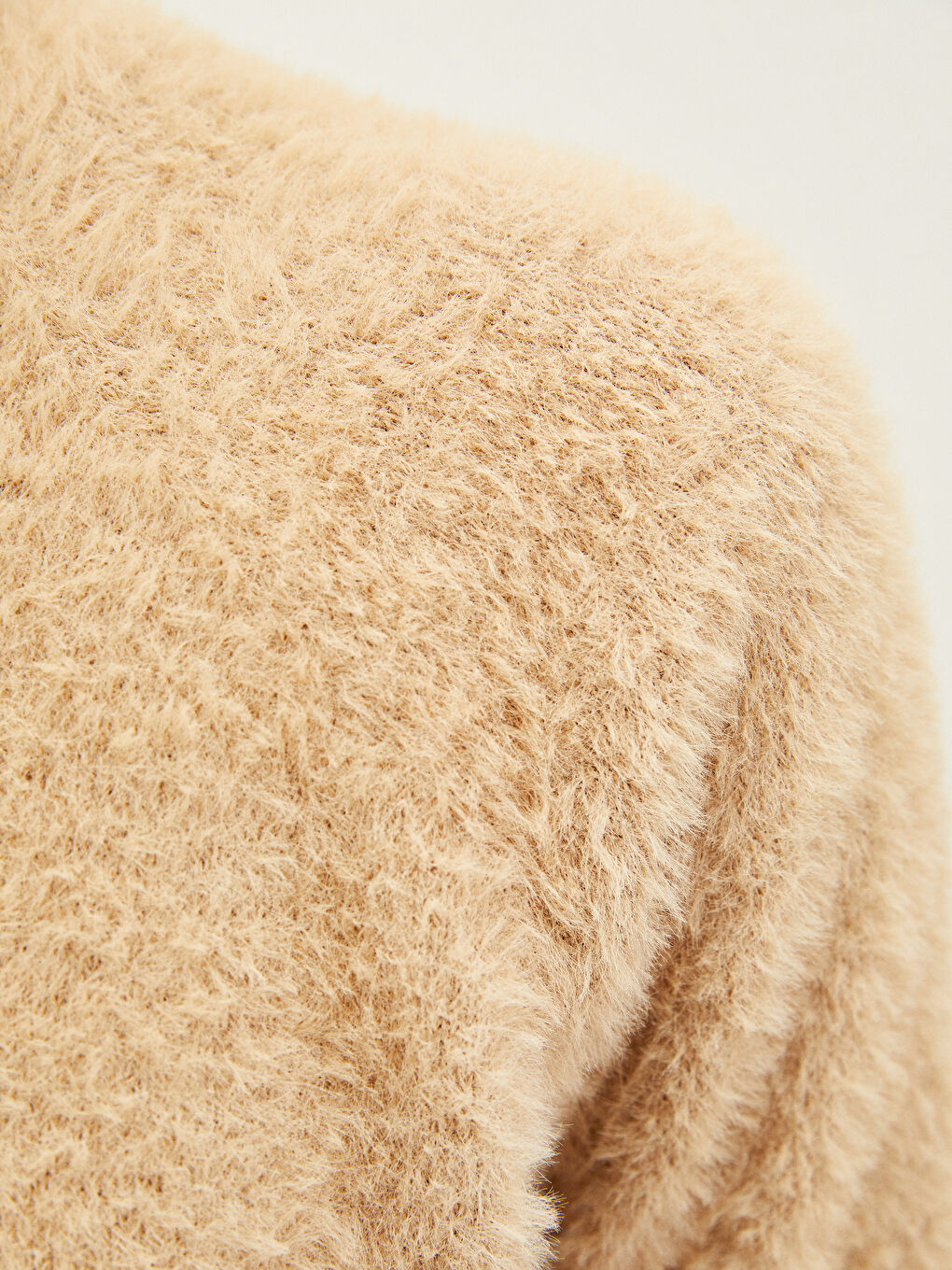 Bej Yarım Balıkçı Yaka Düz Uzun Kollu Kadın Triko Tunik-3