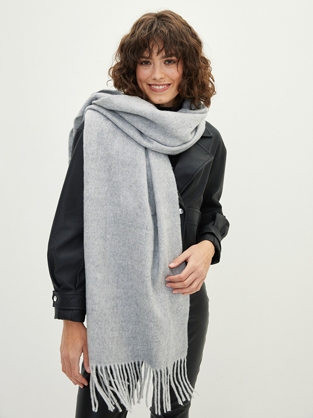 LCW ACCESSORIES Soft Textured Tasseled Womens Scarf - W1KQ68Z8-LAL