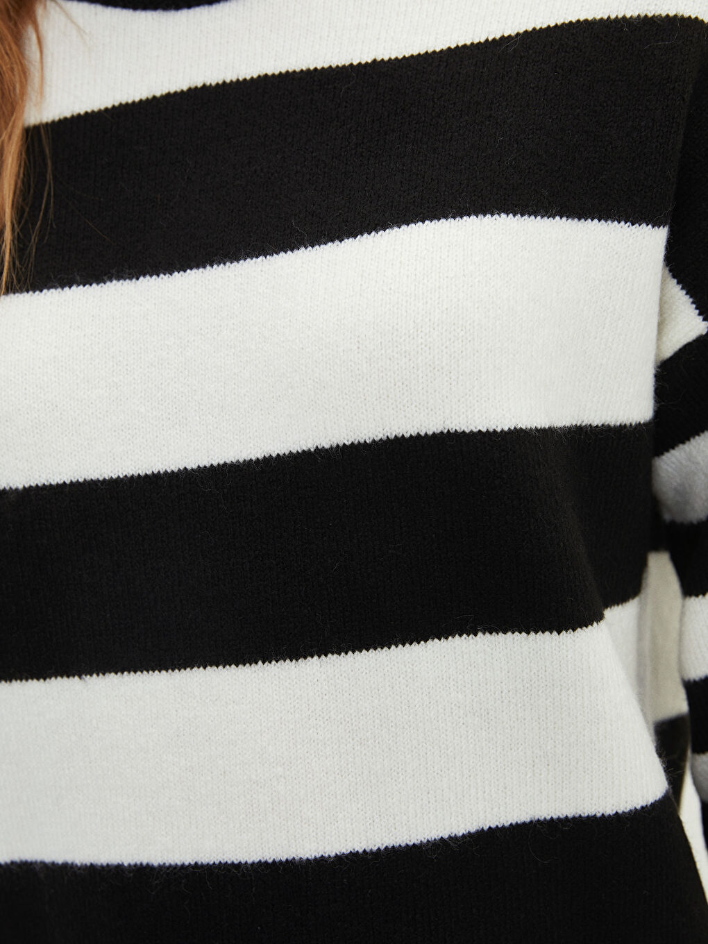 LCW Modest Crew Neck Striped Long Sleeve Women's Knitwear Tunic -W1KQ71Z8-LEG