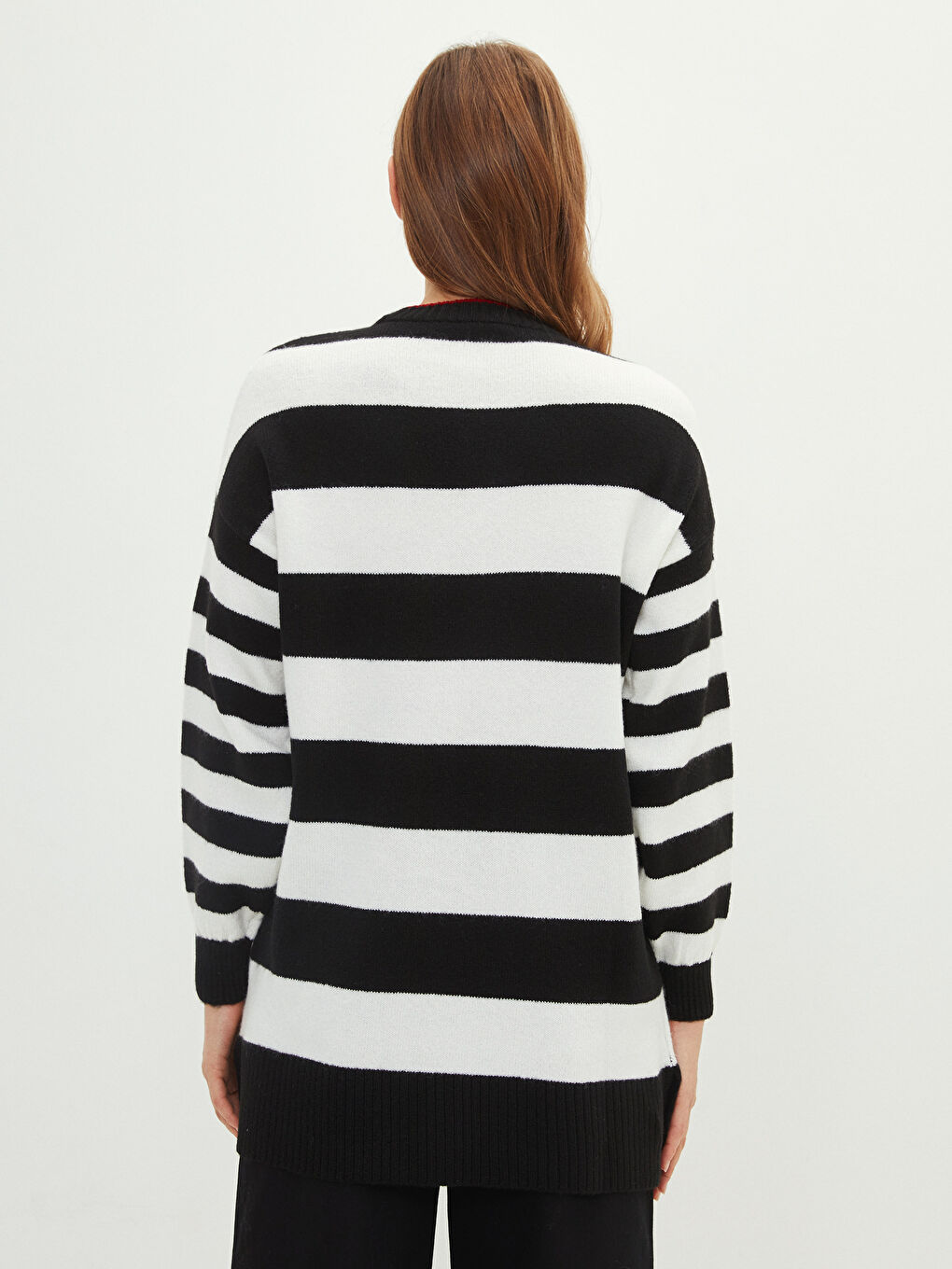 LCW Modest Crew Neck Striped Long Sleeve Women's Knitwear Tunic -W1KQ71Z8-LEG