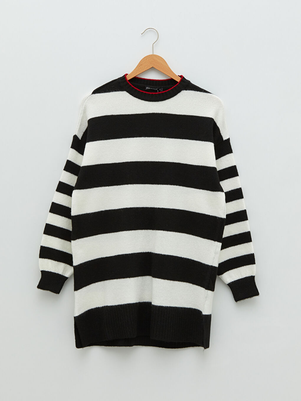 LCW Modest Crew Neck Striped Long Sleeve Women's Knitwear Tunic -W1KQ71Z8-LEG