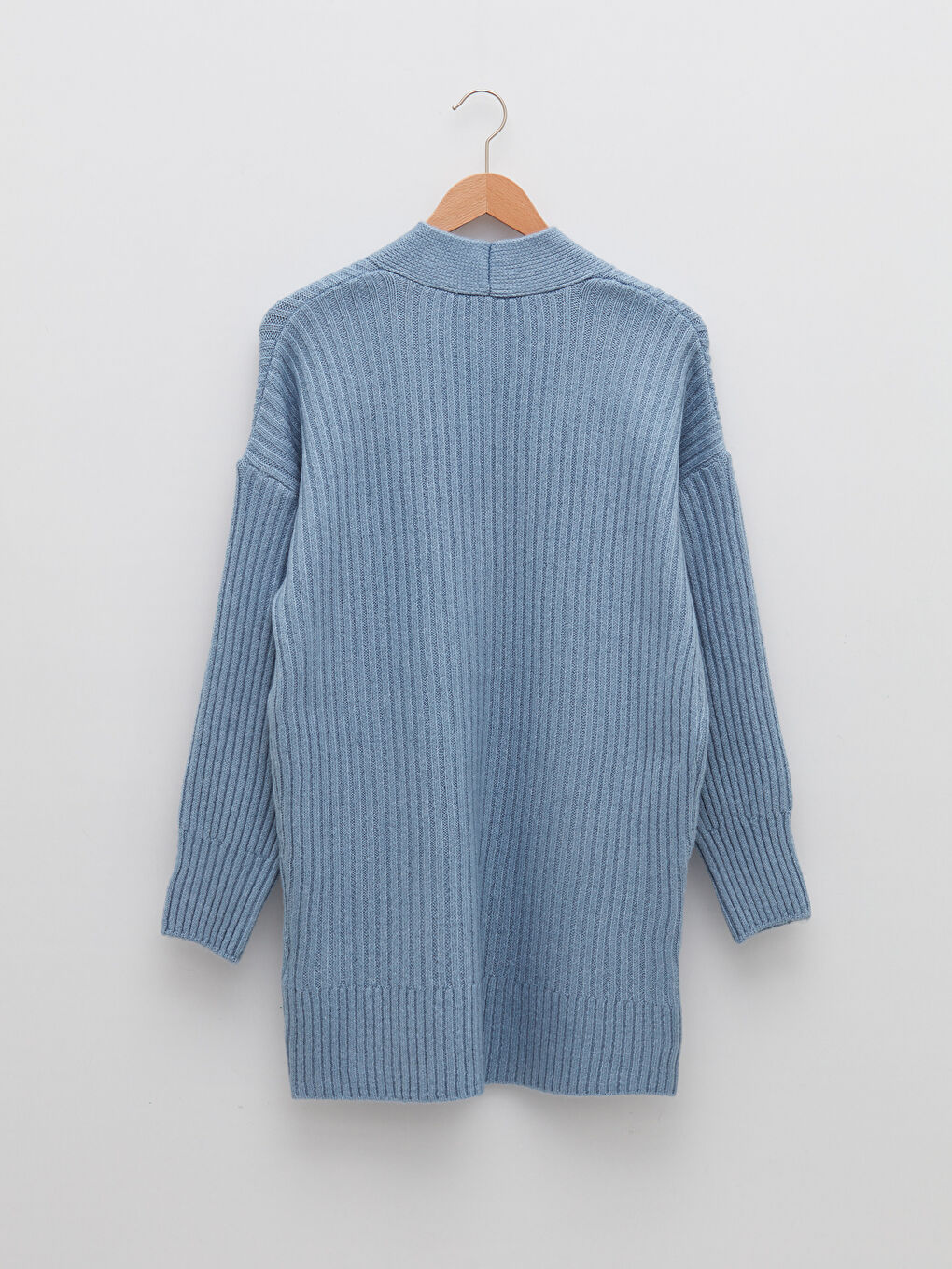 Mavi V Yaka Kadın Triko Hırka-6