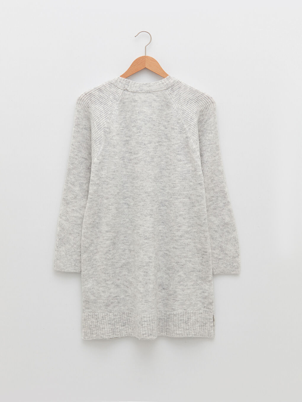 Gri Bisiklet Yaka Düz Uzun Kollu Kadın Triko Tunik-6